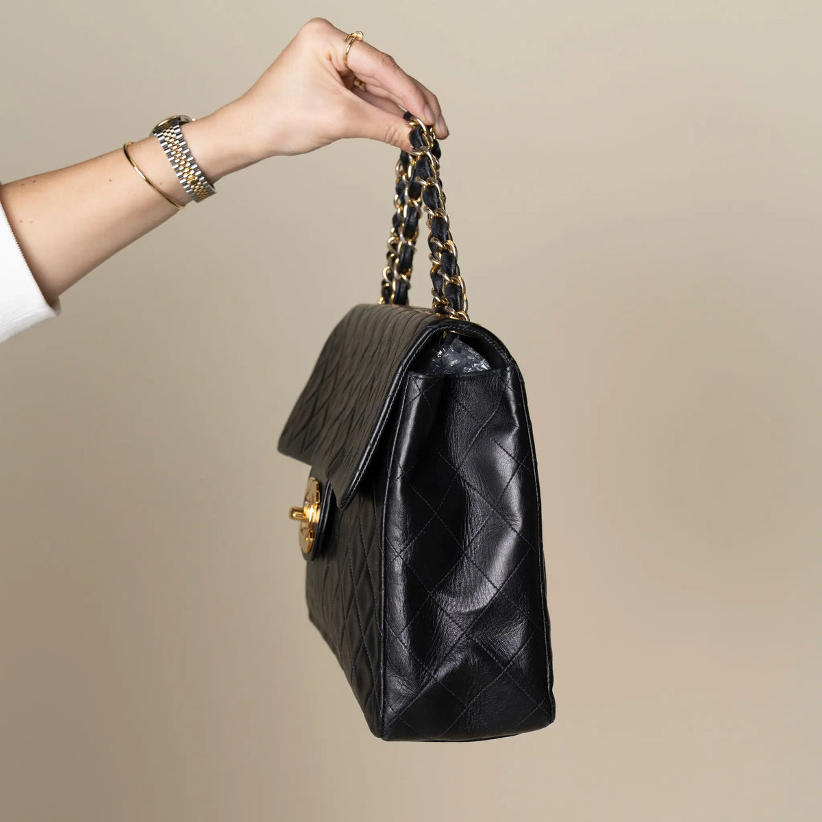 Chanel Maxi XL Classic Lambskin Single Flap — Interior Detail