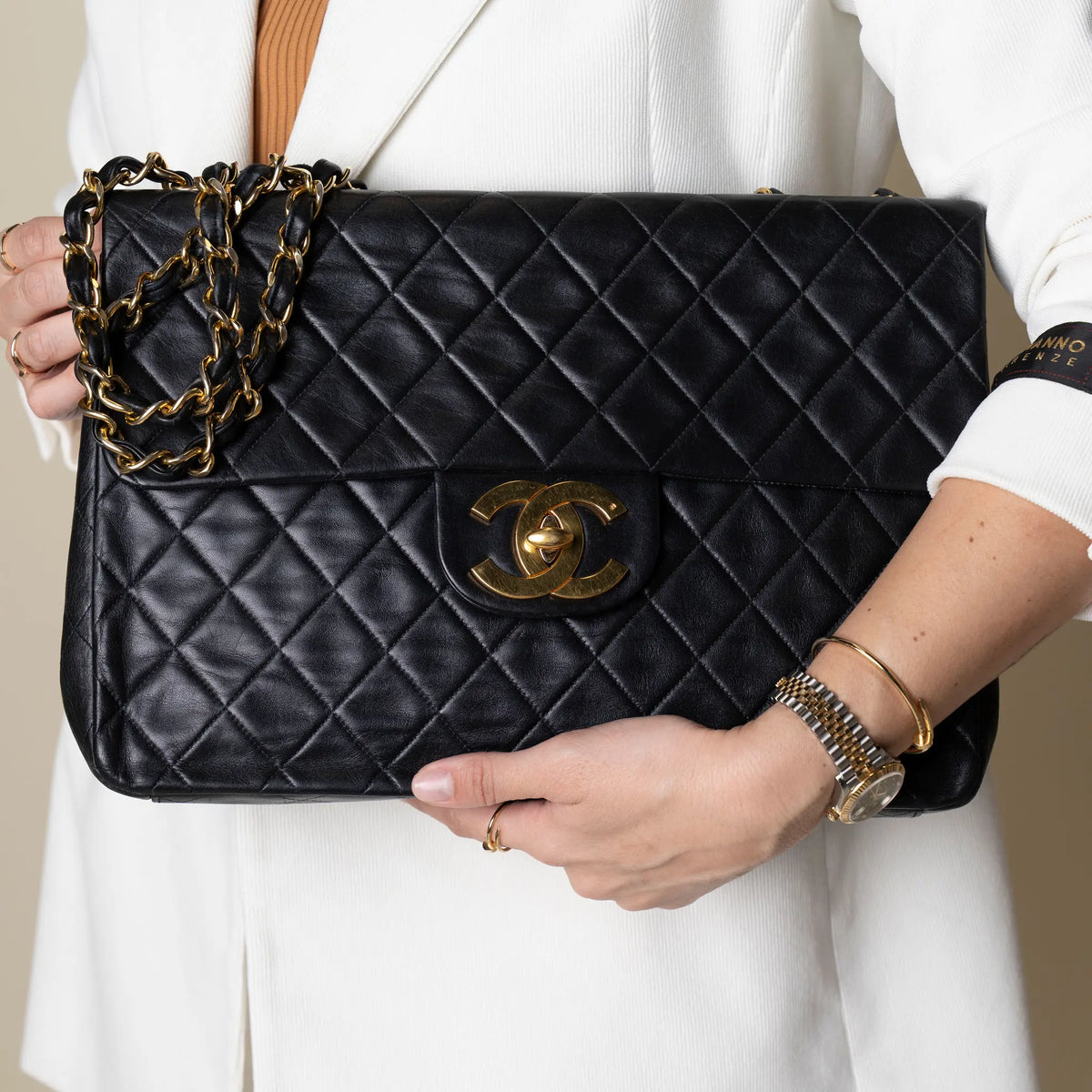 Chanel Maxi XL Classic Lambskin Single Flap — Detail View