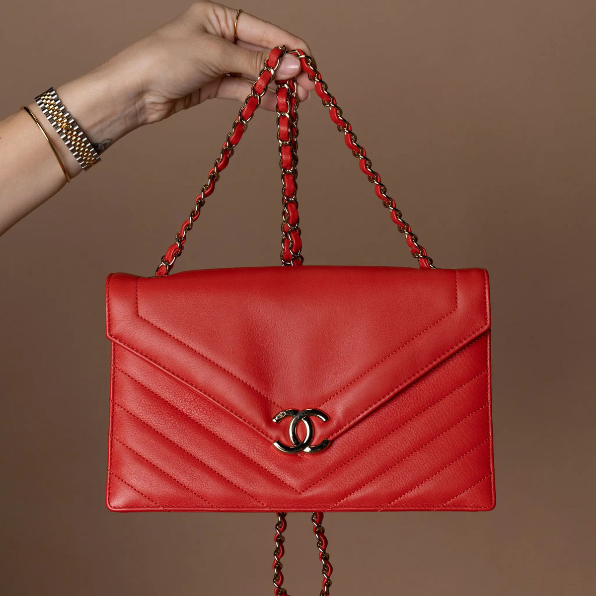 Chanel Medium CC Chevron Calfskin Envelope Flap — Featured Image