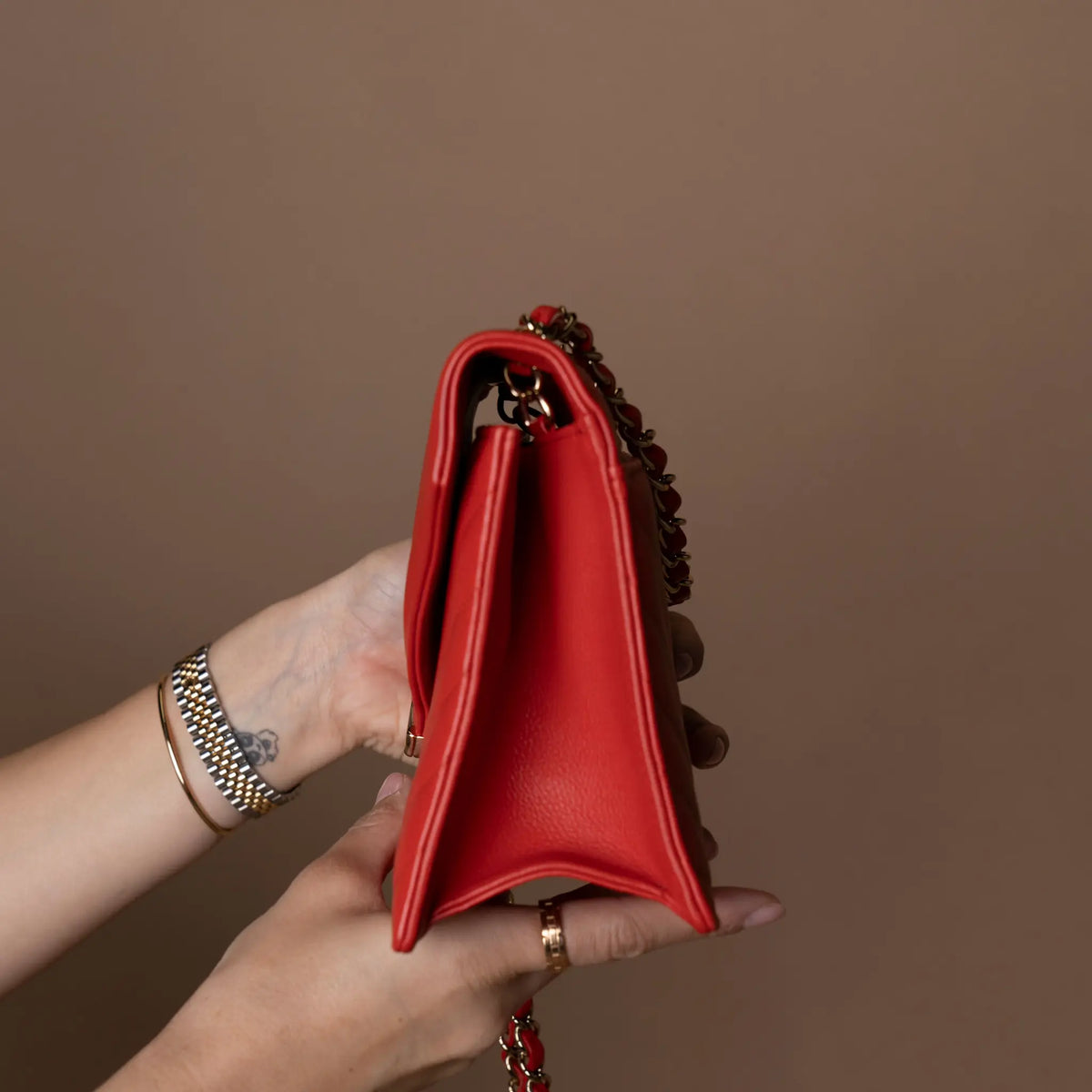 Chanel Medium CC Chevron Calfskin Envelope Flap — Interior Detail