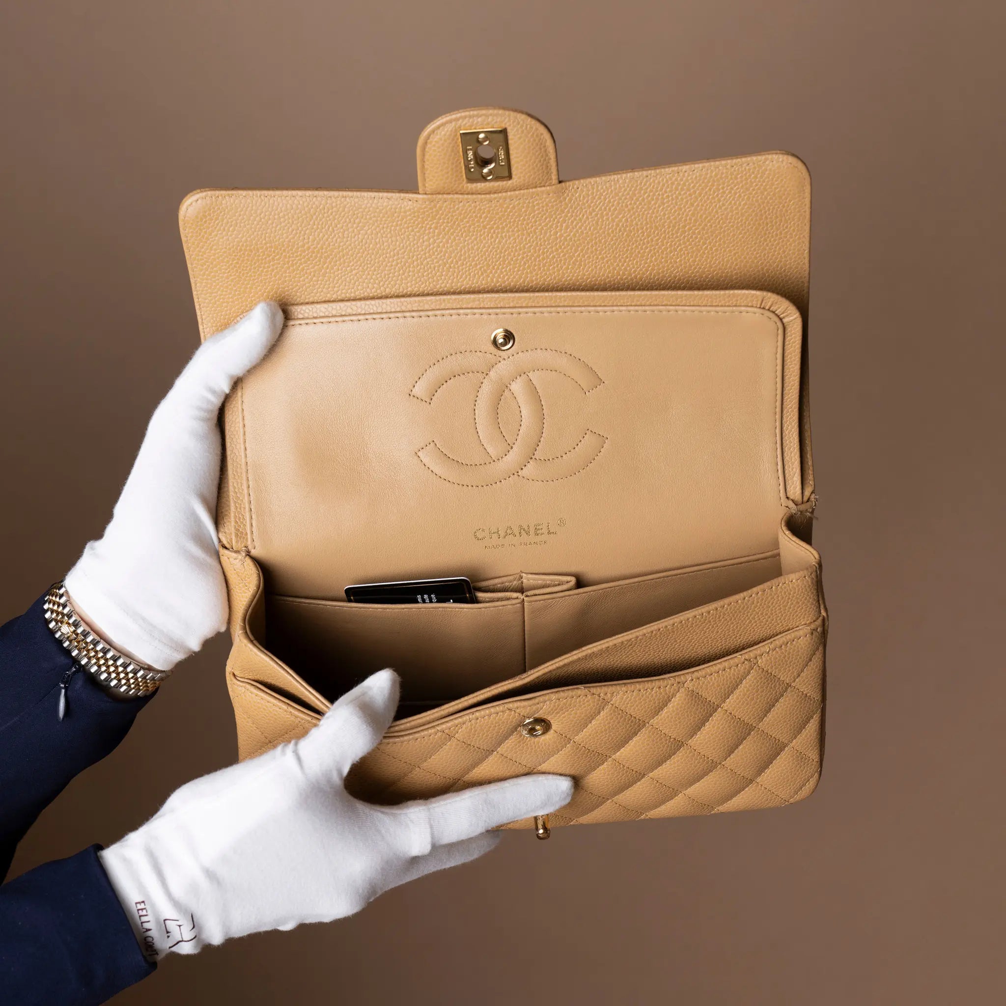 Chanel Medium Classic Caviar Double Flap — Front View
