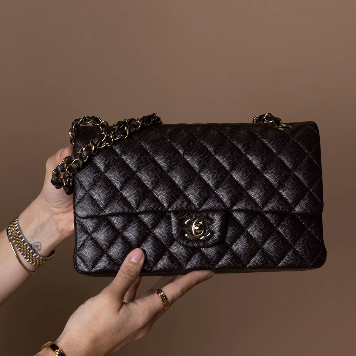 Chanel Medium Classic Caviar Double Flap — Front View