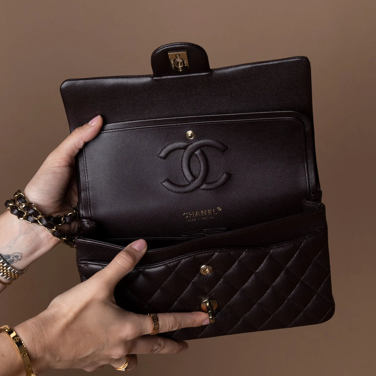 Chanel Medium Classic Caviar Double Flap — Back View