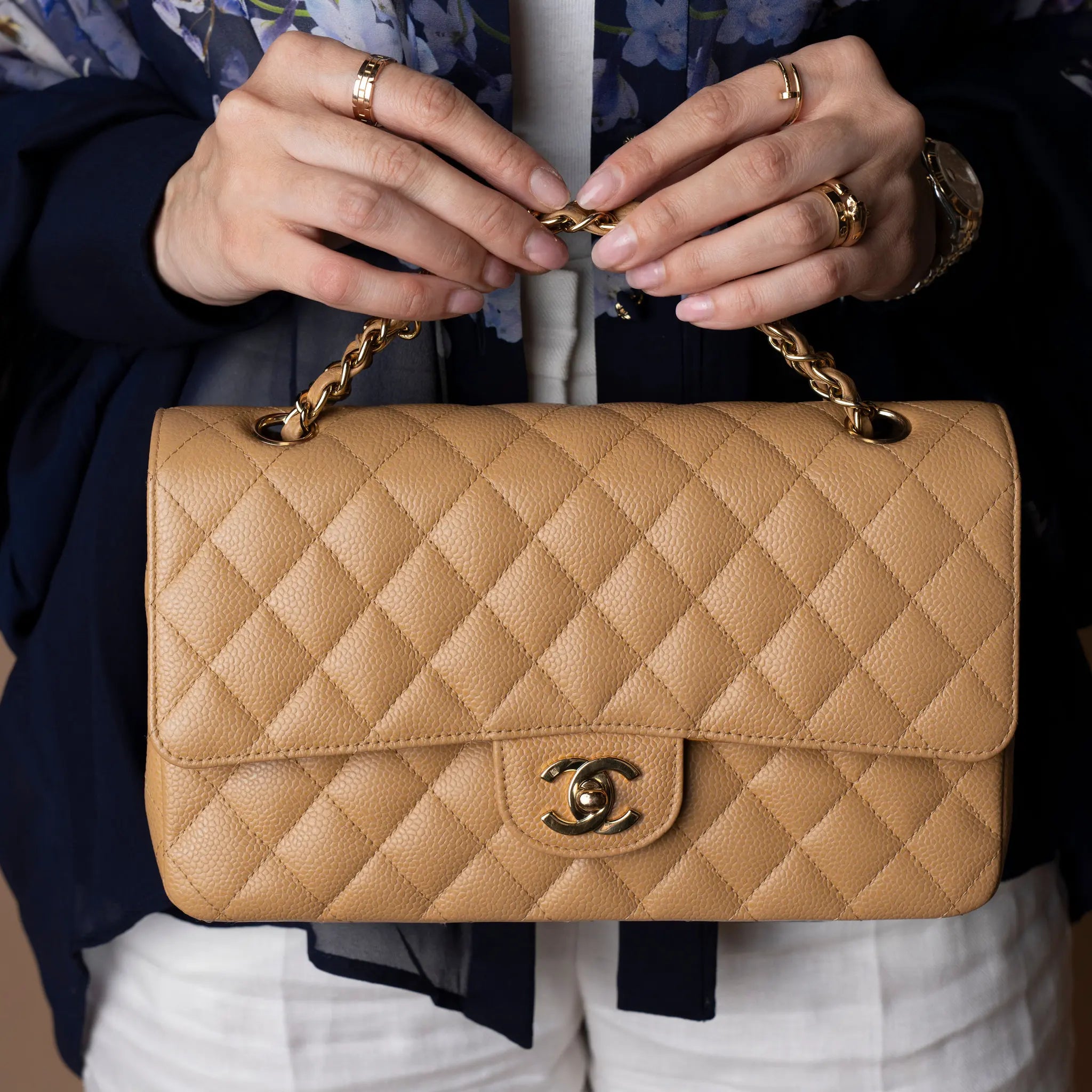 Chanel Medium Classic Caviar Double Flap — Back View