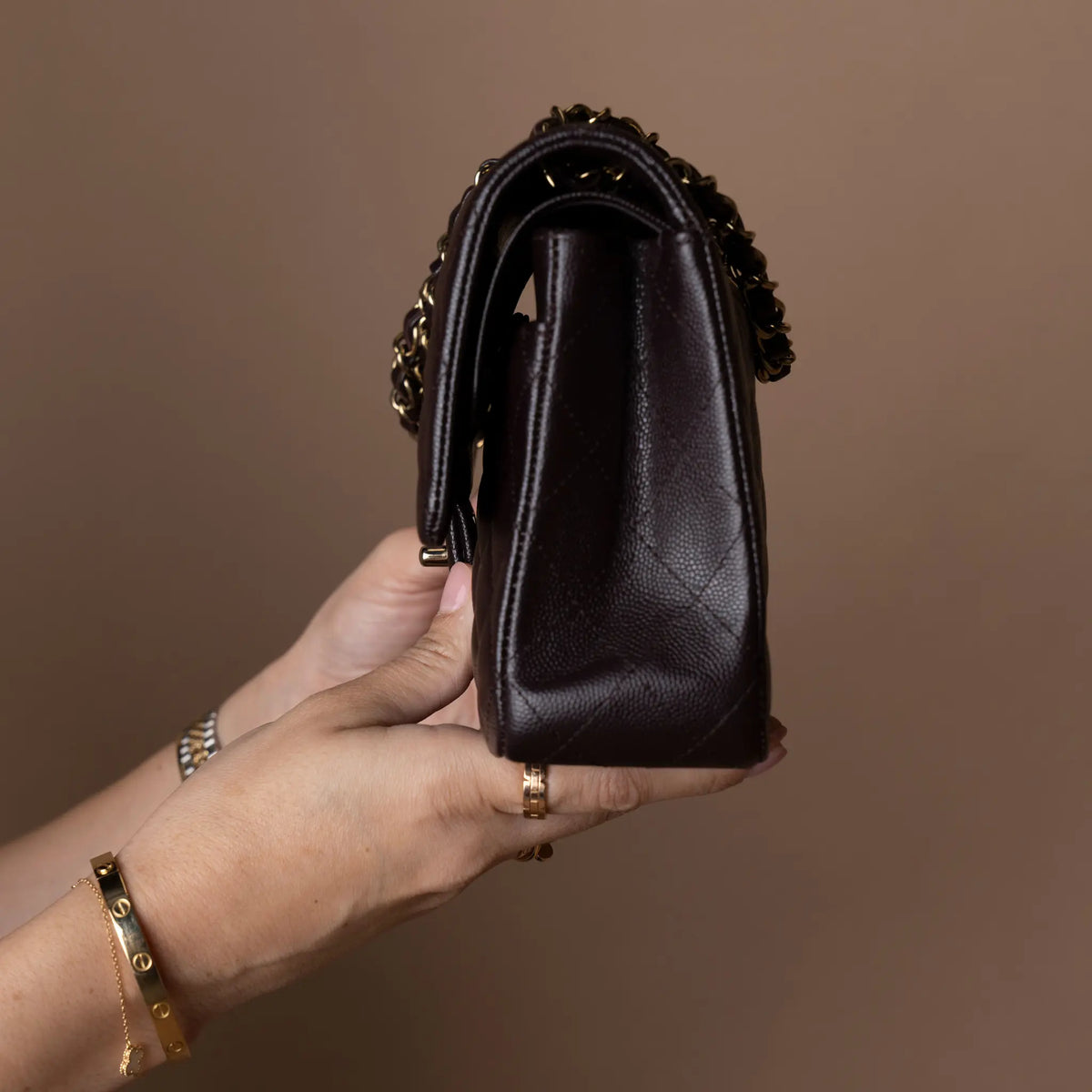 Chanel Medium Classic Caviar Double Flap — Side Profile
