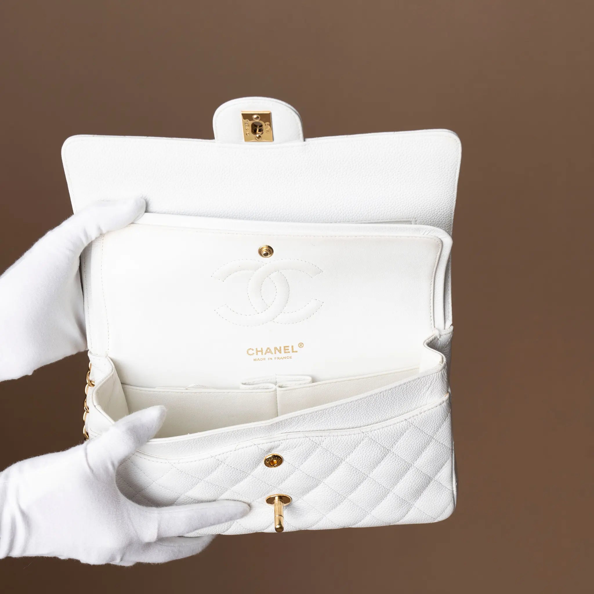 Chanel Medium Classic Caviar Double Flap — Close-up Detail