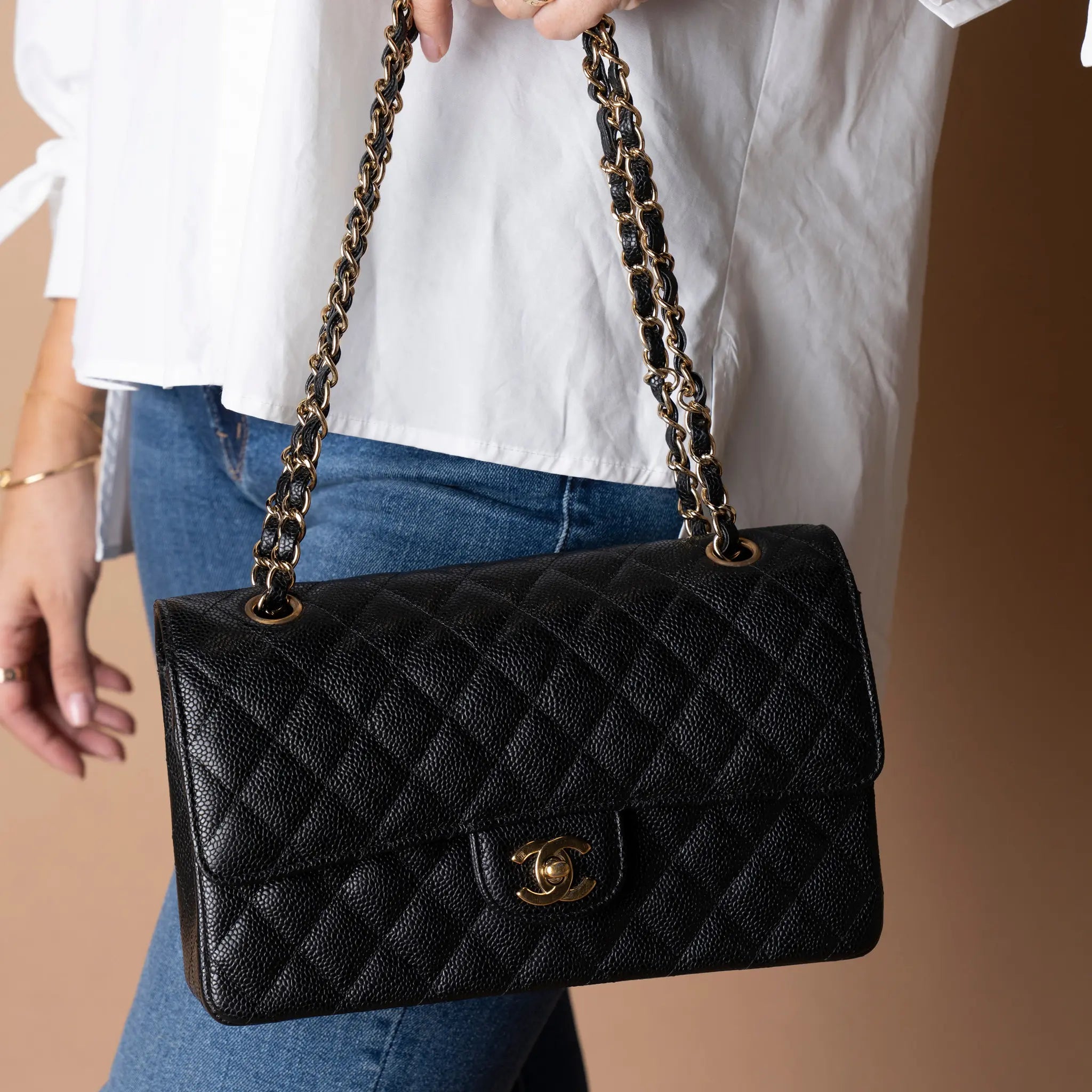 Chanel Medium Classic Caviar Double Flap — Interior Detail