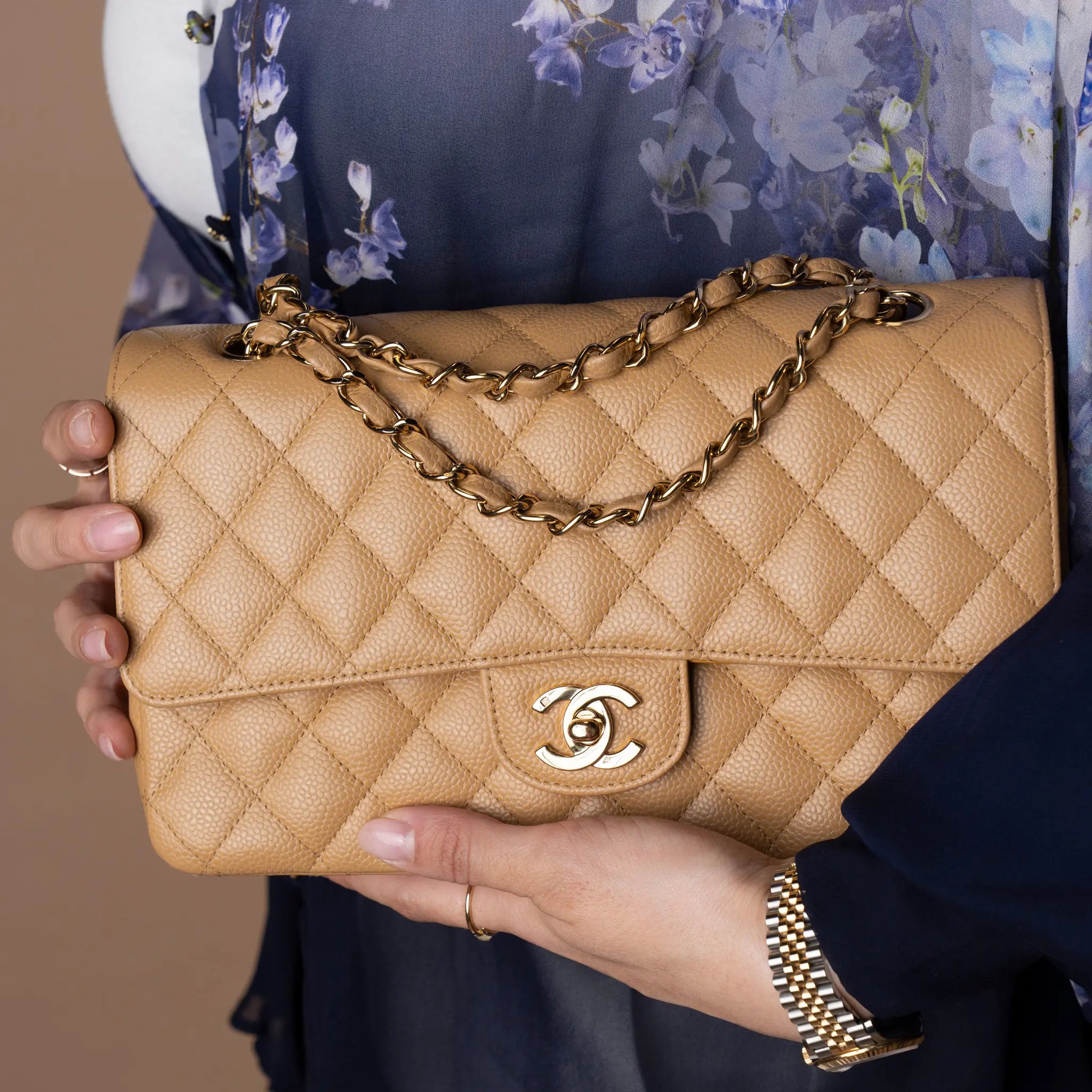 Chanel Medium Classic Caviar Double Flap — Interior Detail