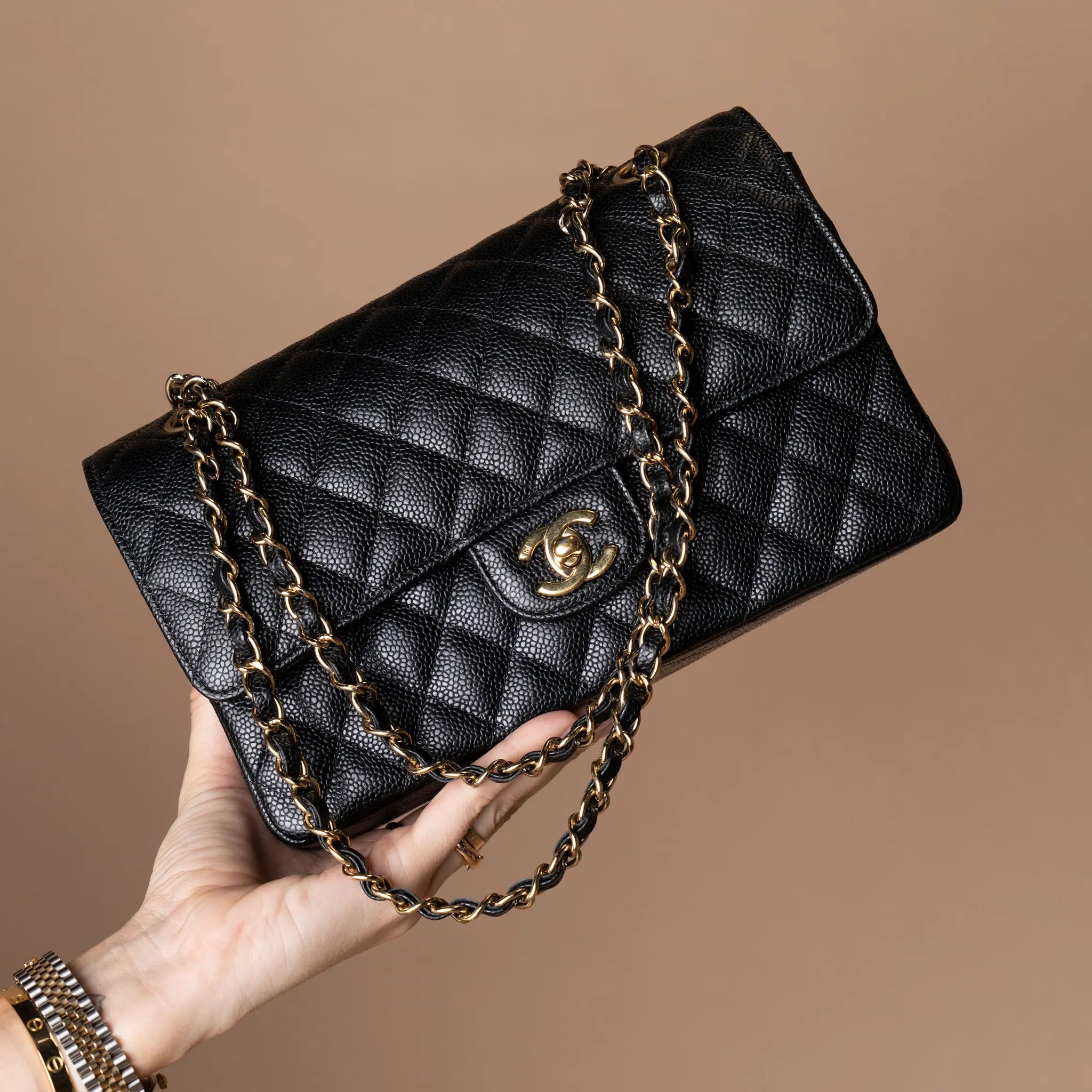 Chanel Medium Classic Caviar Double Flap — Close-up Detail