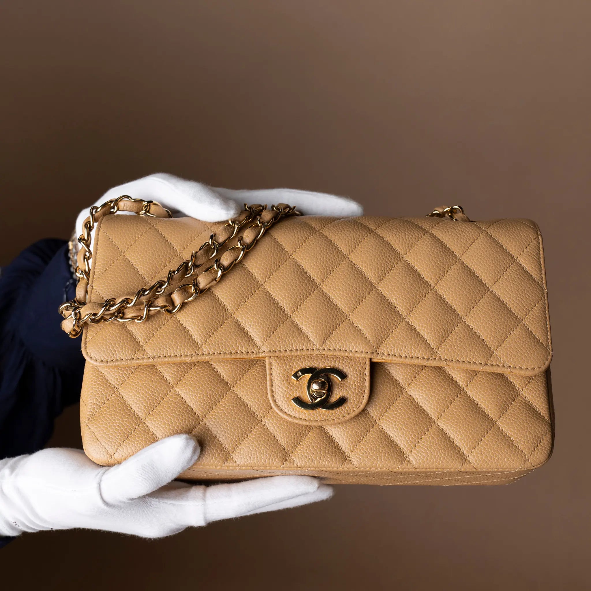 Chanel Medium Classic Caviar Double Flap — Close-up Detail