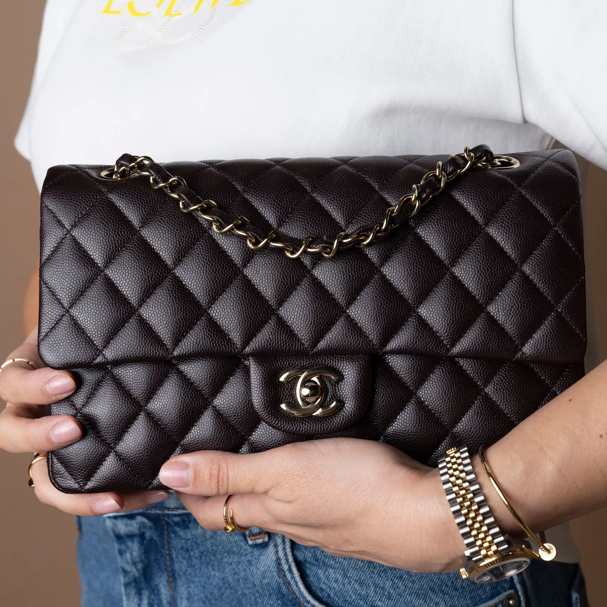 Chanel Medium Classic Caviar Double Flap — Detail View
