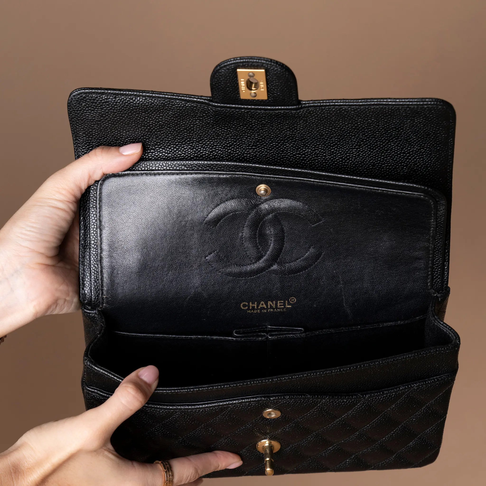 Chanel Medium Classic Caviar Double Flap — Detail View