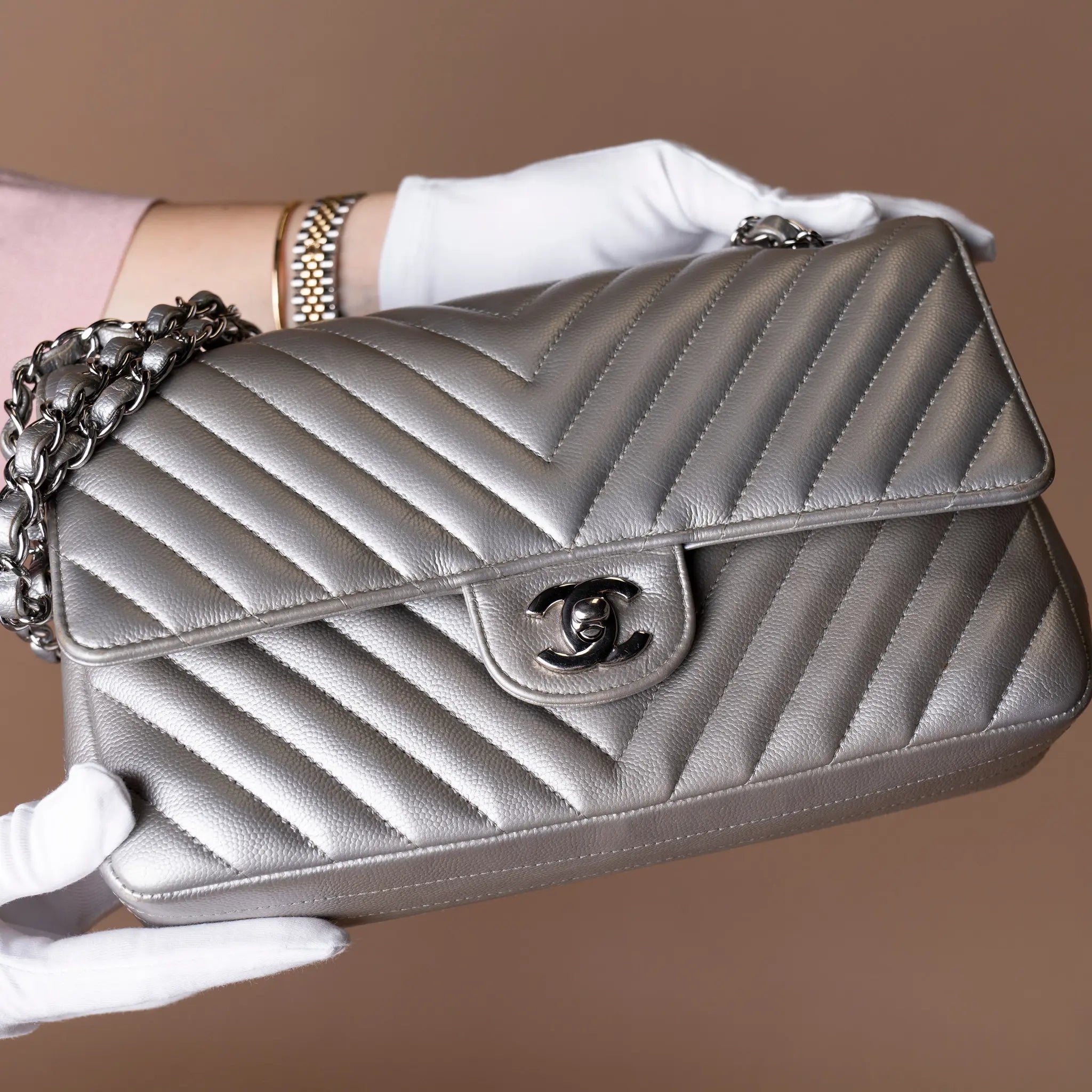 Chanel Medium Classic Chevron Caviar Double Flap — Additional View