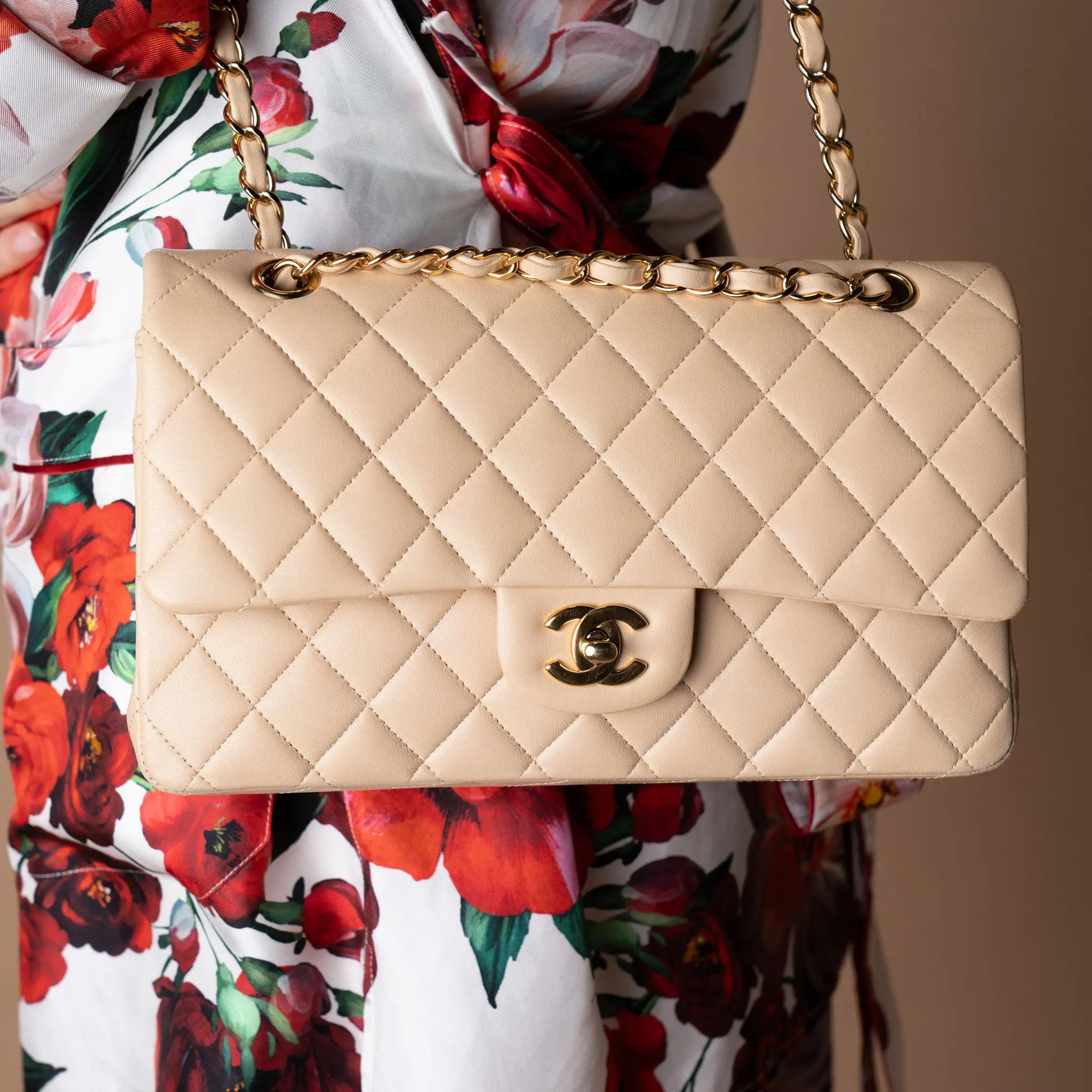 Chanel Medium Classic Lambskin Double Flap — Detail View