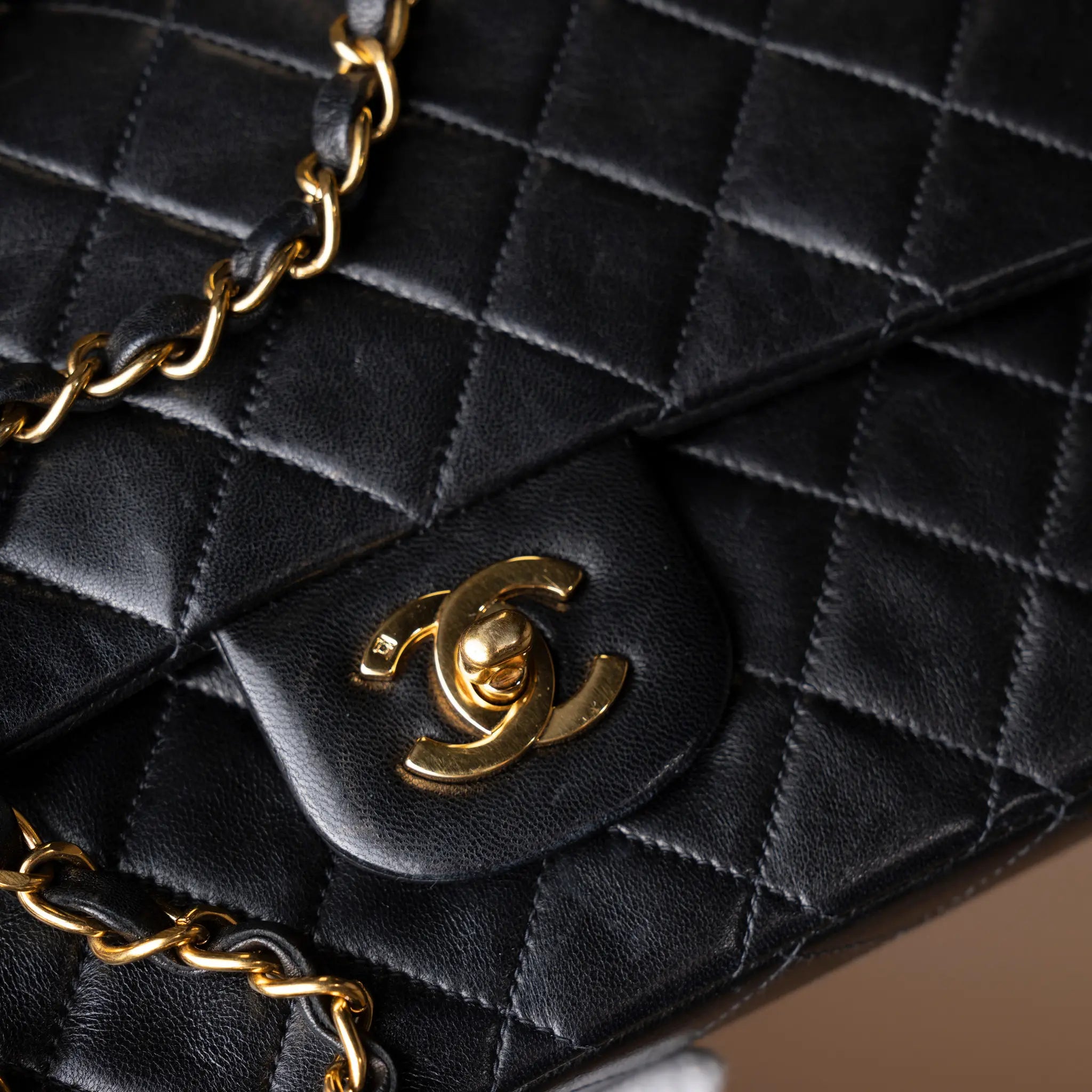 Chanel Medium Classic Lambskin Double Flap — Back View