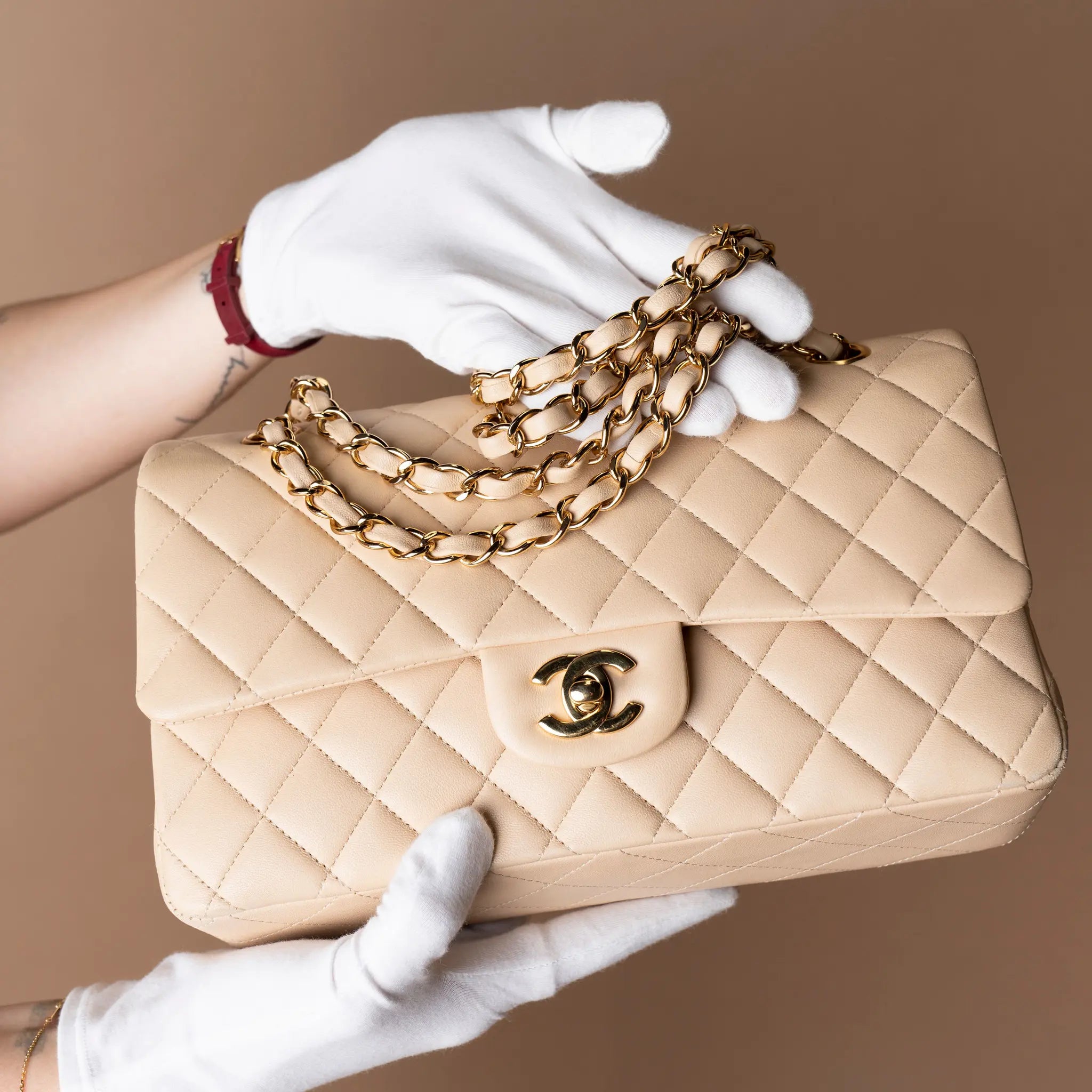 Chanel Medium Classic Lambskin Double Flap — Front View