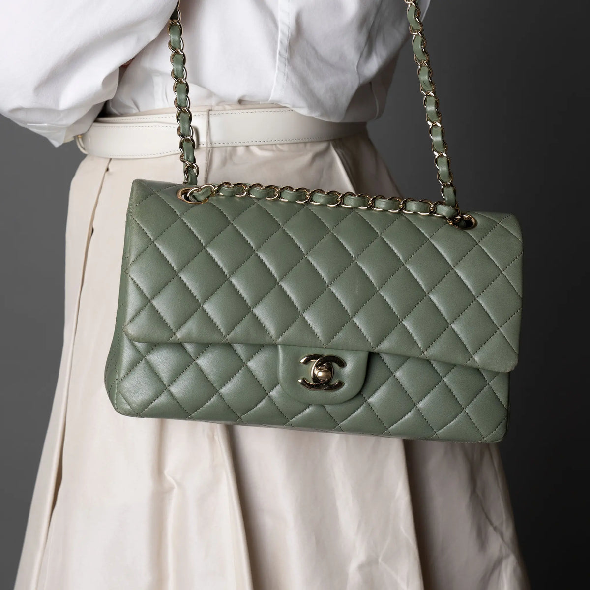 Chanel Medium Classic Lambskin Double Flap — Front View