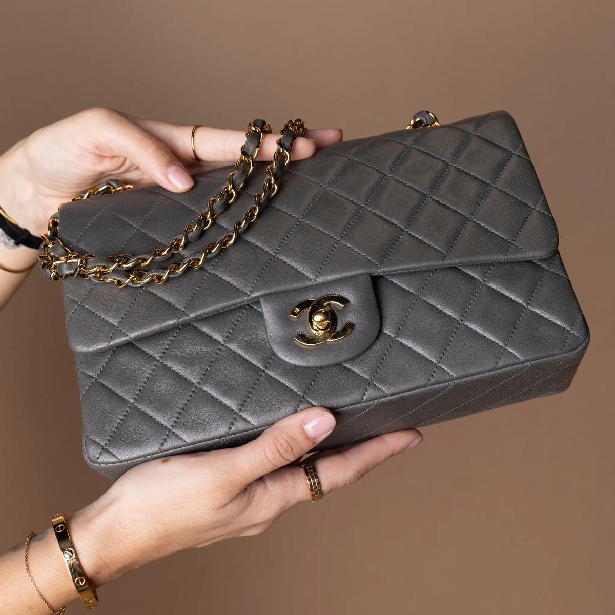 Chanel Medium Classic Lambskin Double Flap — Back View