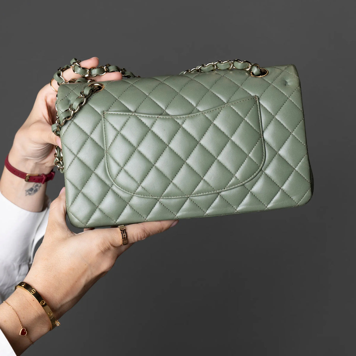 Chanel Medium Classic Lambskin Double Flap — Back View