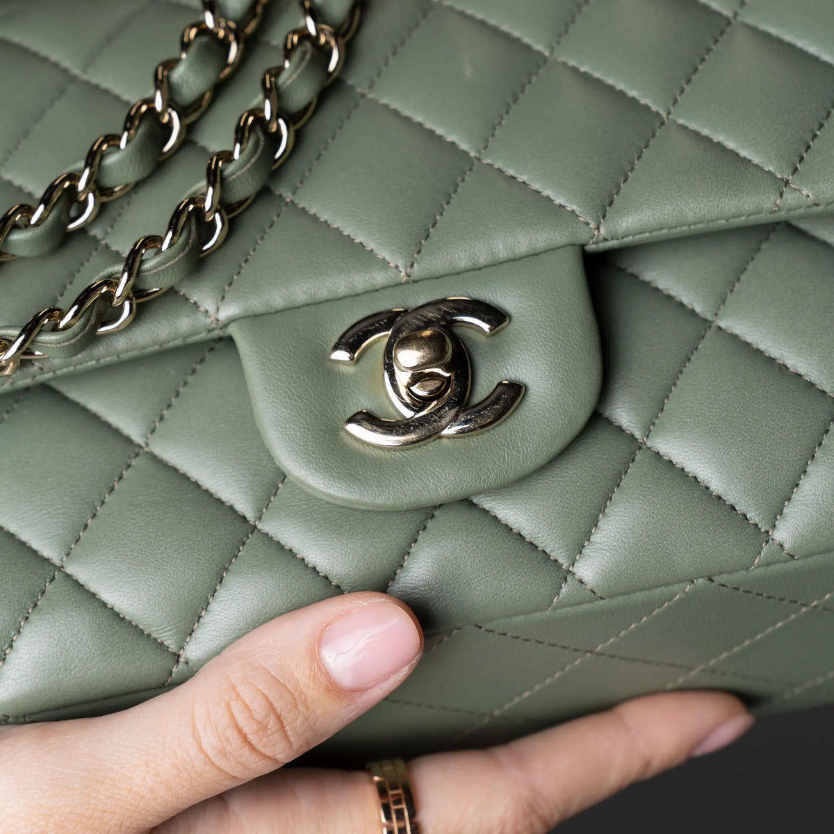 Chanel Medium Classic Lambskin Double Flap — Side Profile