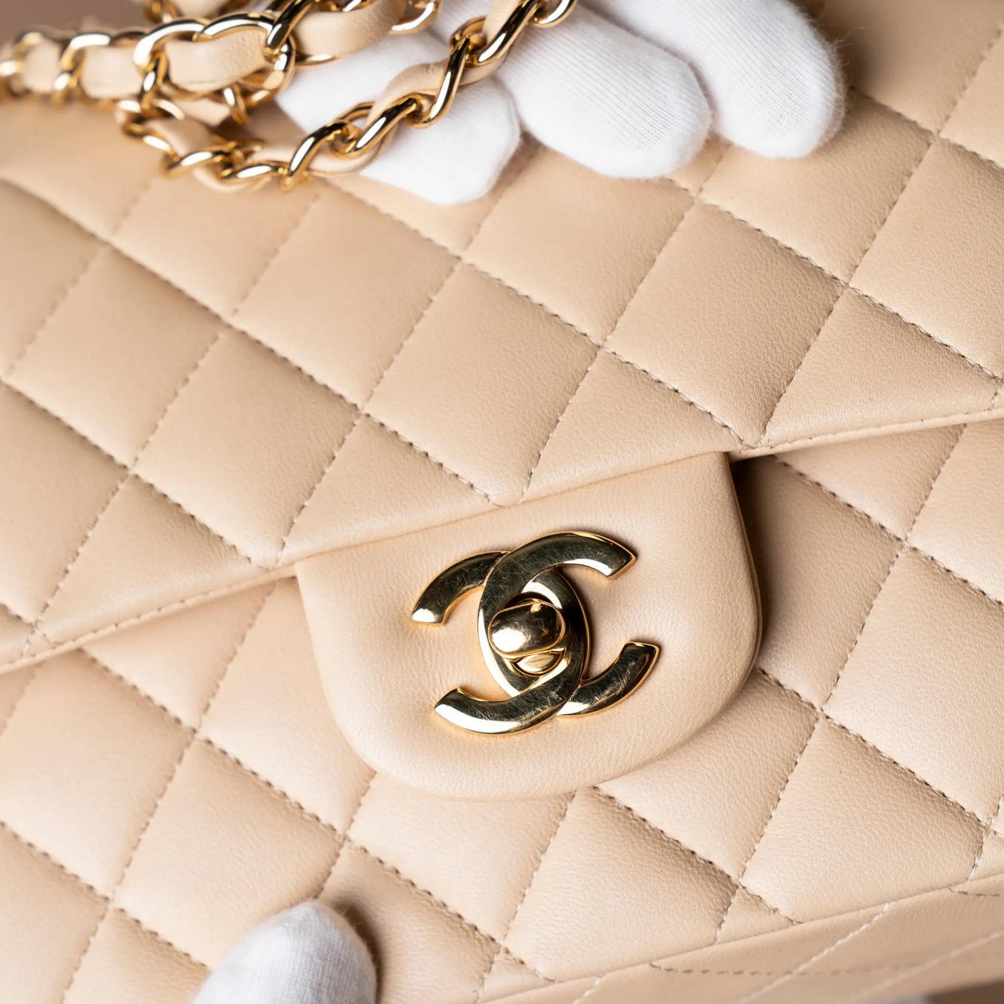 Chanel Medium Classic Lambskin Double Flap — Close-up Detail