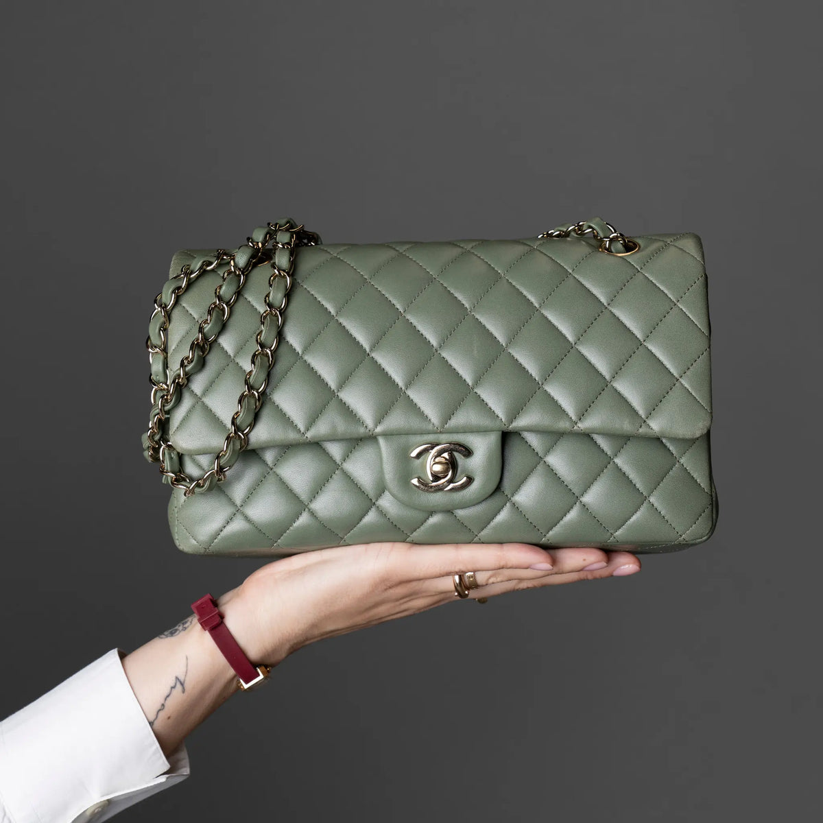 Chanel Medium Classic Lambskin Double Flap — Close-up Detail