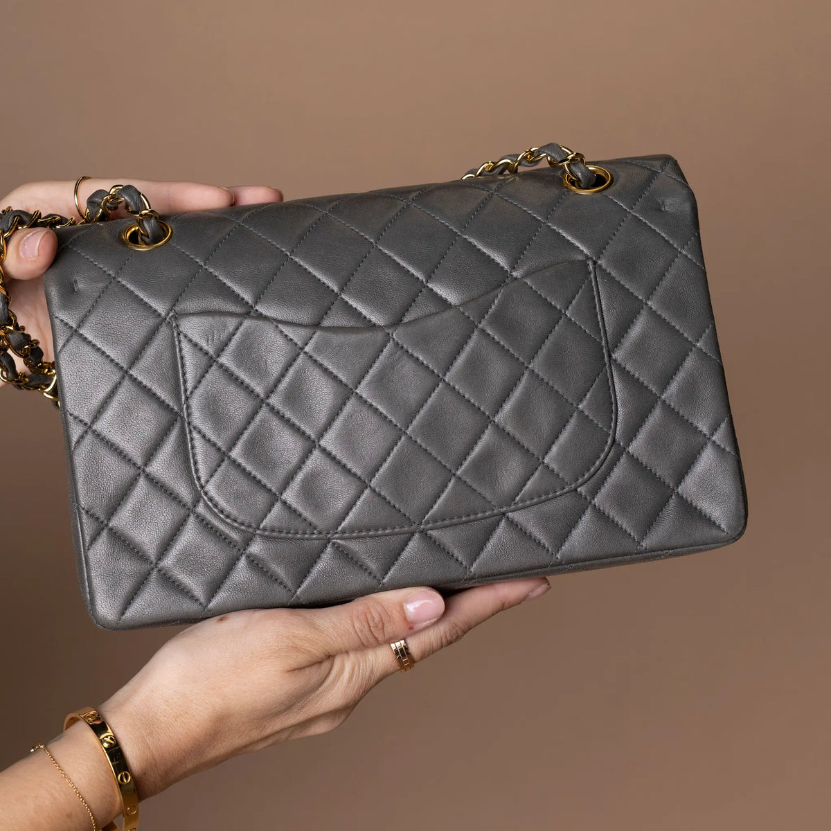 Chanel Medium Classic Lambskin Double Flap — Close-up Detail