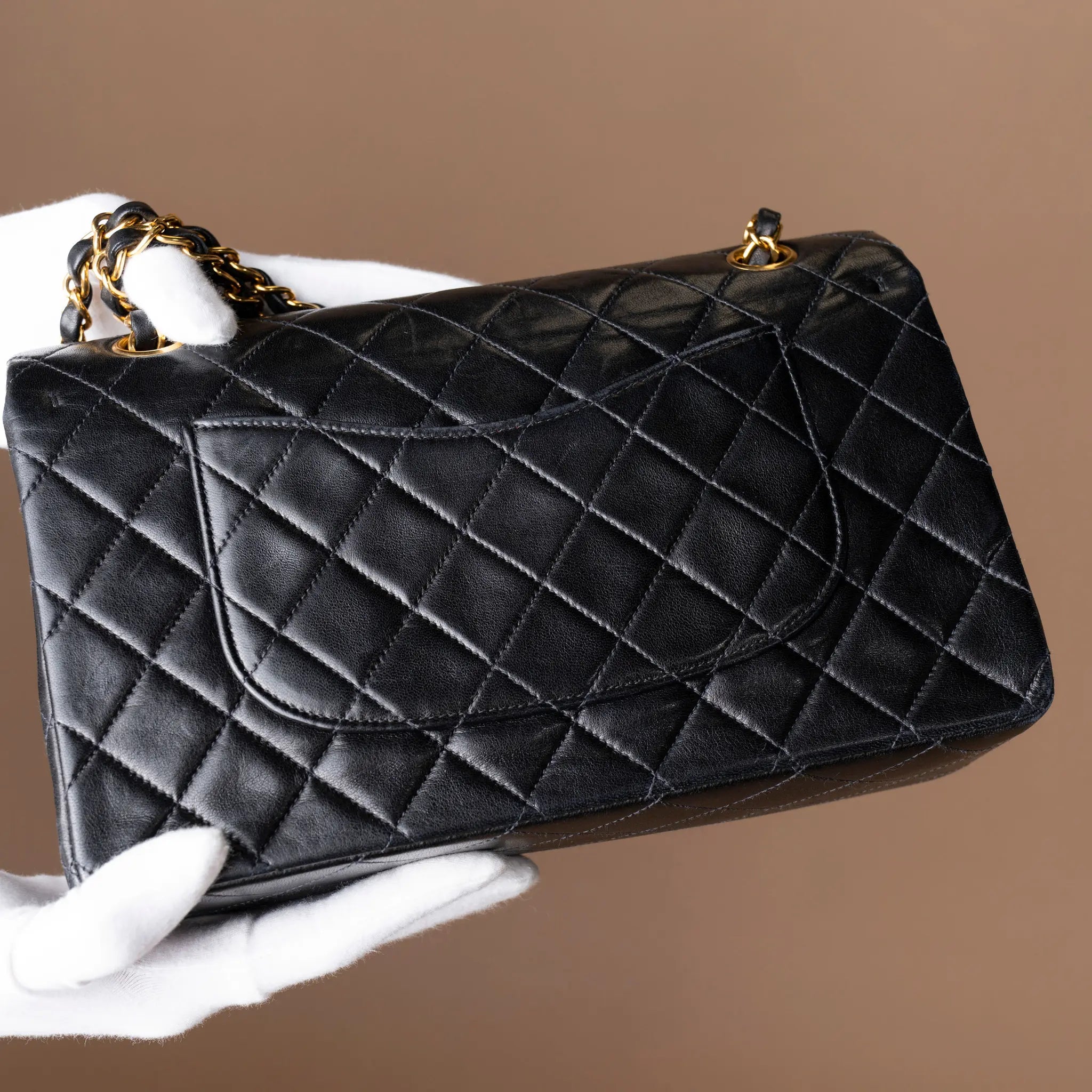 Chanel Medium Classic Lambskin Double Flap — Detail View