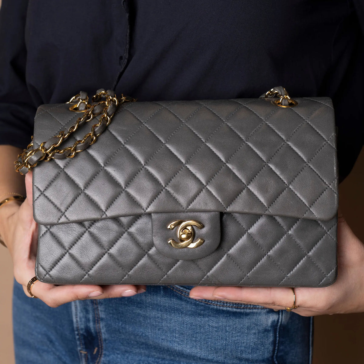 Chanel Medium Classic Lambskin Double Flap — Detail View