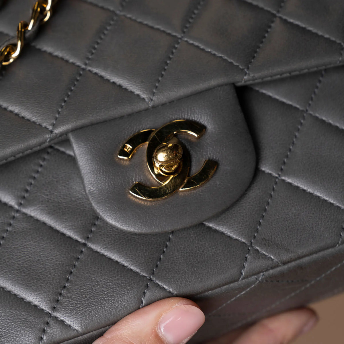 Chanel Medium Classic Lambskin Double Flap — Detail View