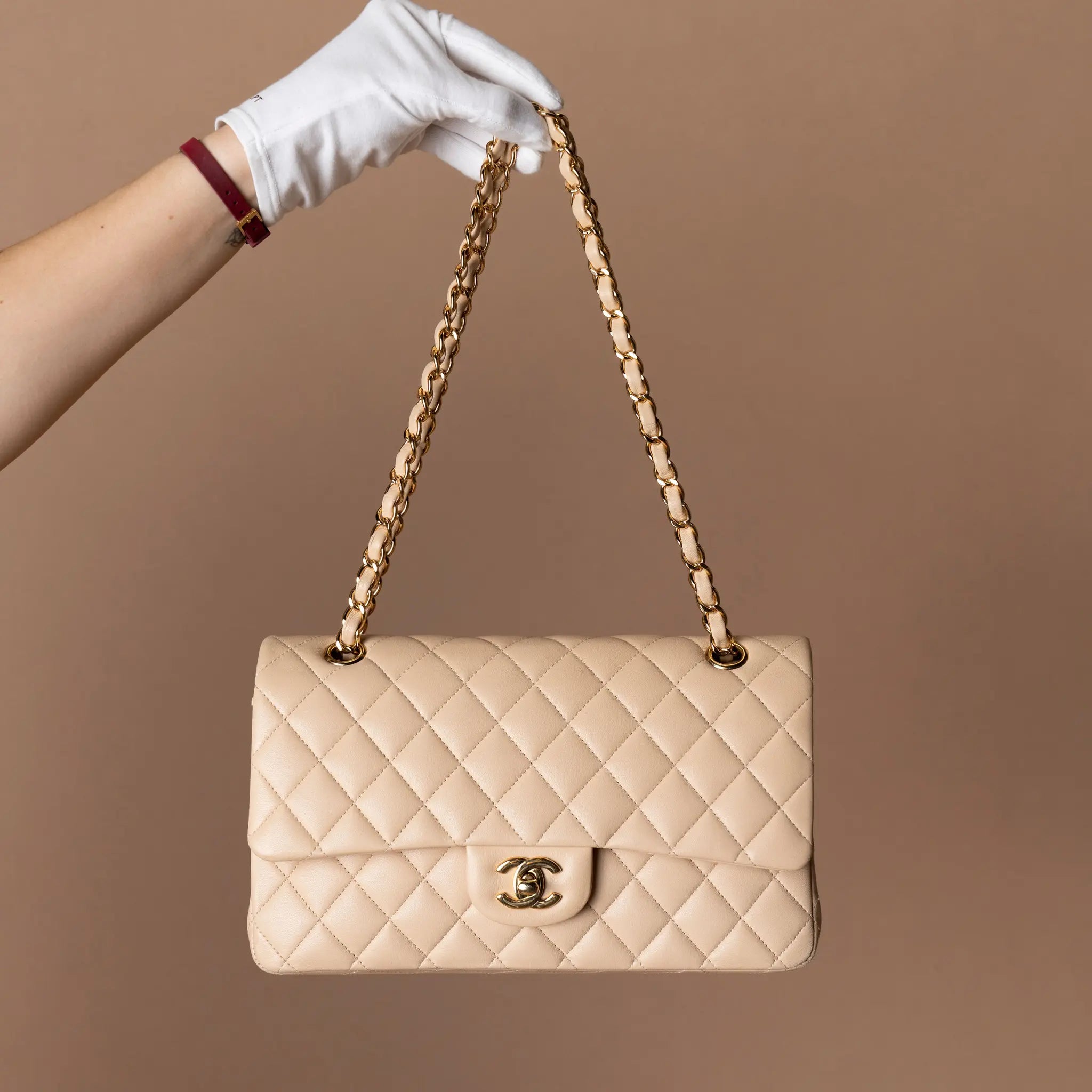 Chanel Medium Classic Lambskin Double Flap — Detail View