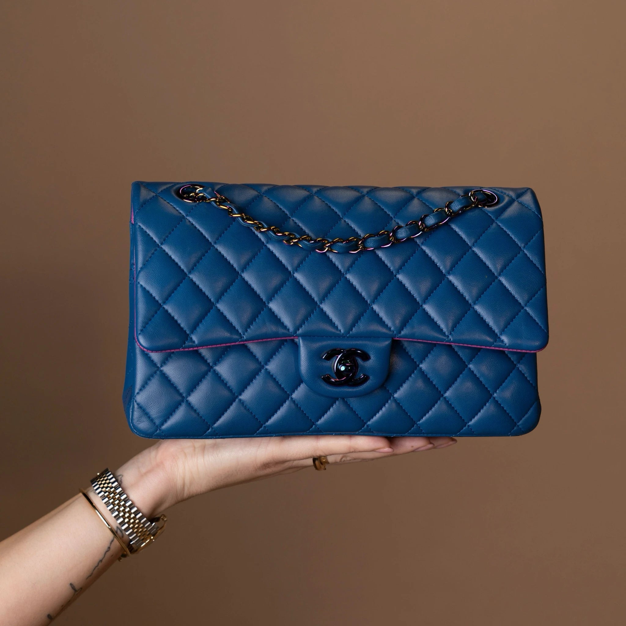 Chanel Medium Classic Lambskin Rainbow Hardware Double Flap