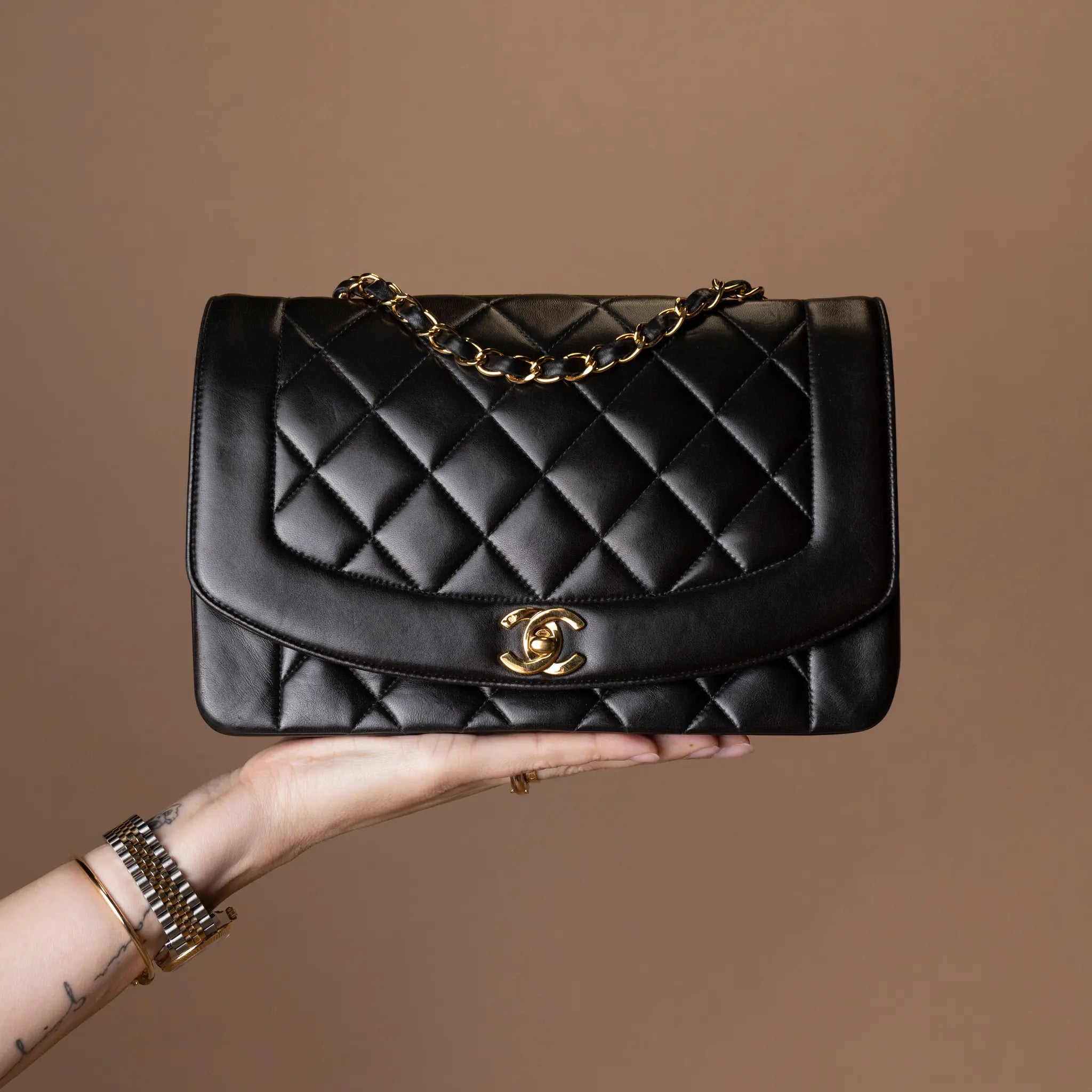 Chanel Medium Lambskin Diana Flap — Front View