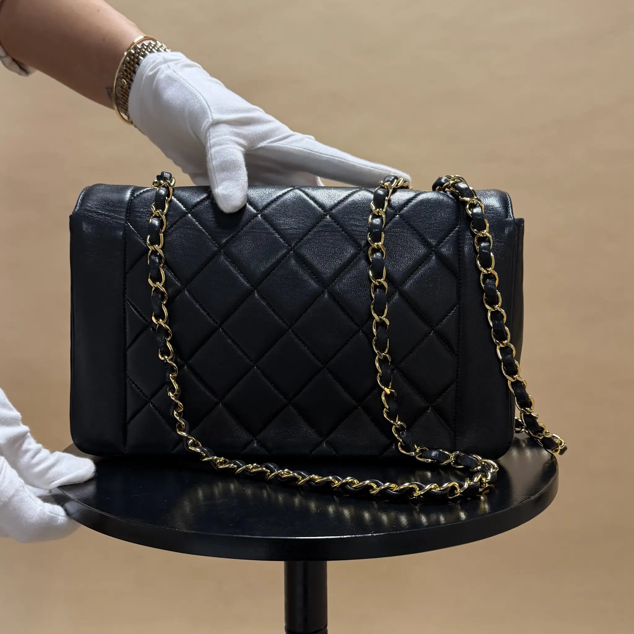 Chanel Medium Lambskin Diana Flap — Back View