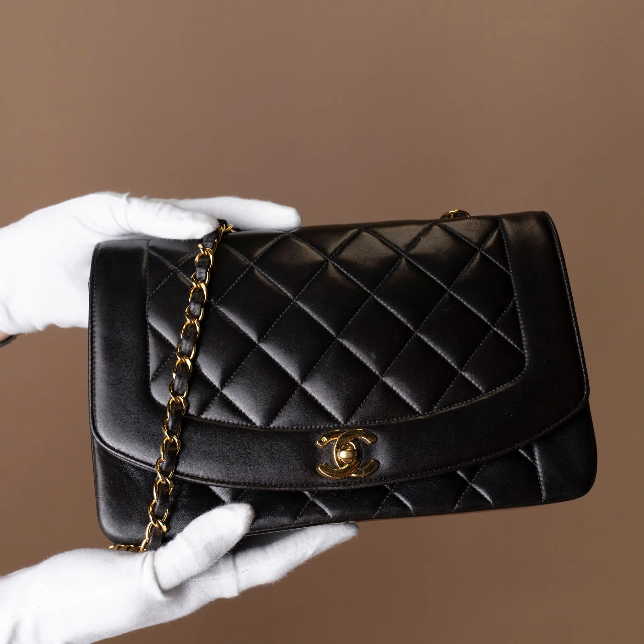 Chanel Medium Lambskin Diana Flap — Detail View