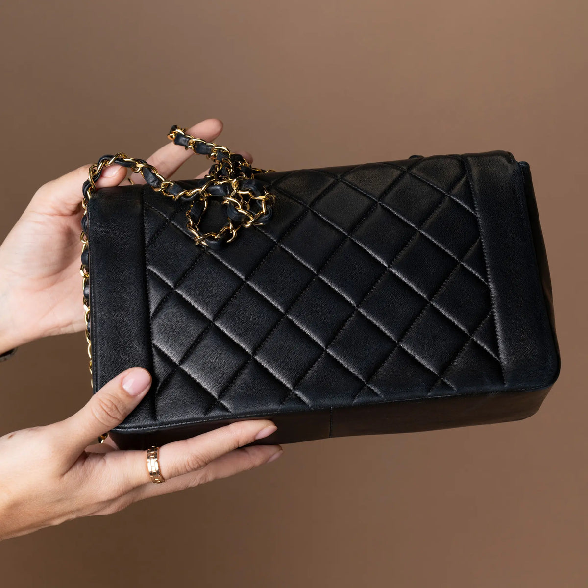 Chanel Medium Lambskin Diana Flap — Detail View