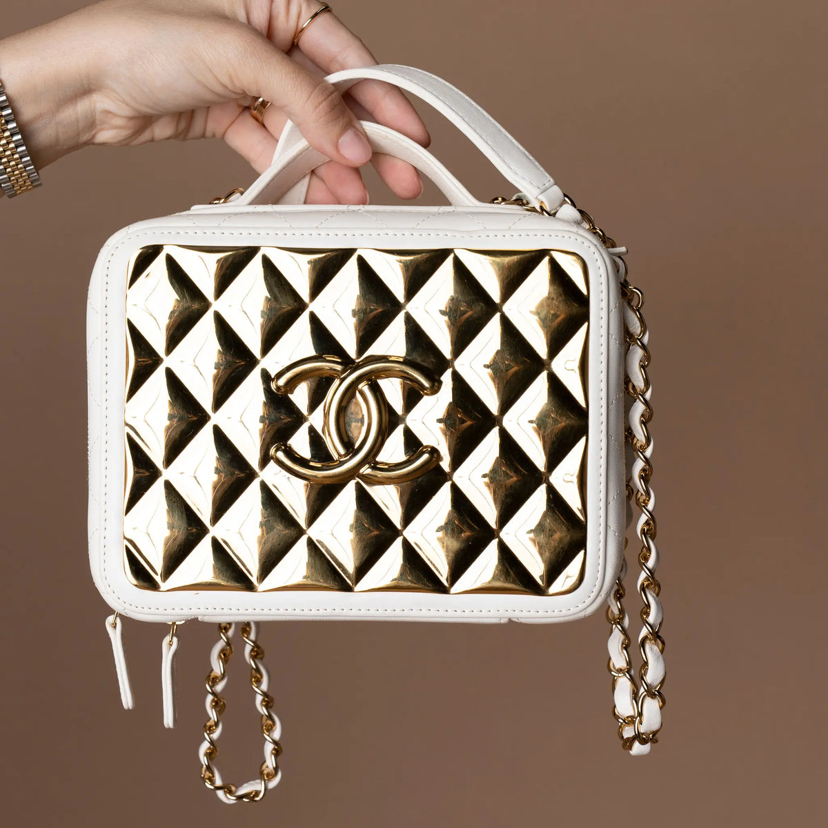 Chanel Medium Lambskin Golden Plate Vanity Case — Featured Image