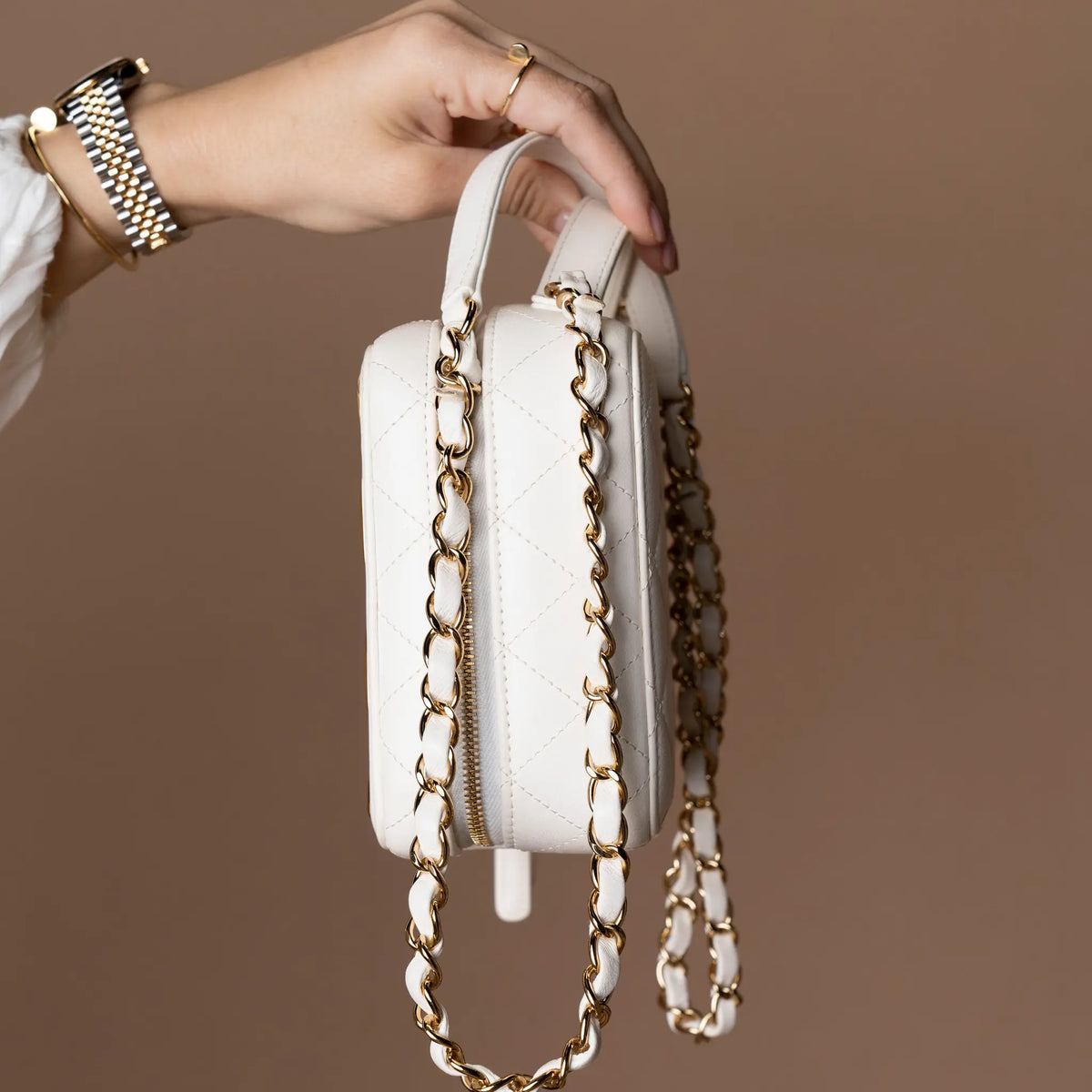 Chanel Medium Lambskin Golden Plate Vanity Case — Back View