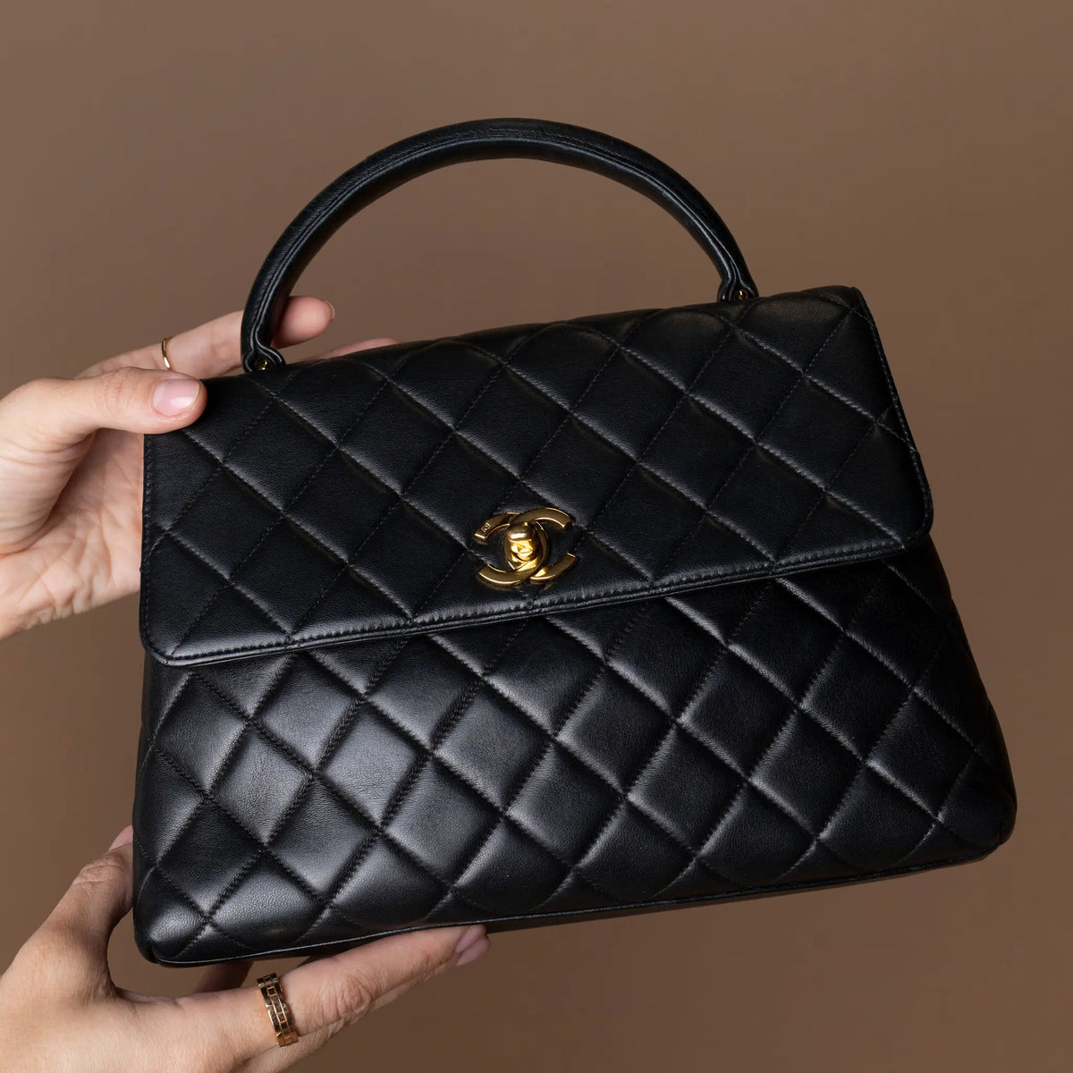 Chanel Medium Lambskin Kelly Top Handle Bag — Interior Detail