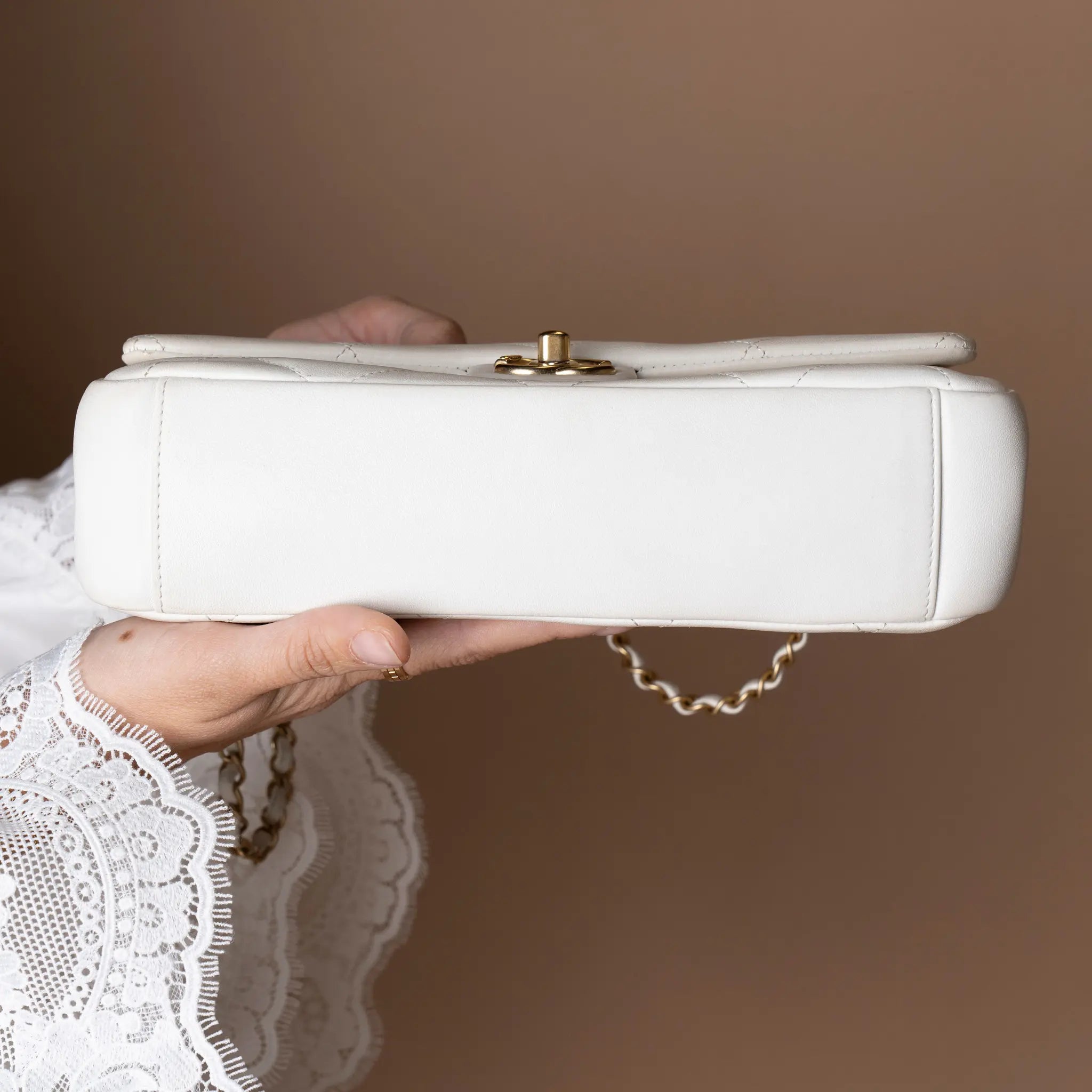Chanel Medium Quilted Lambskin A Real Catch Flap — Detail View