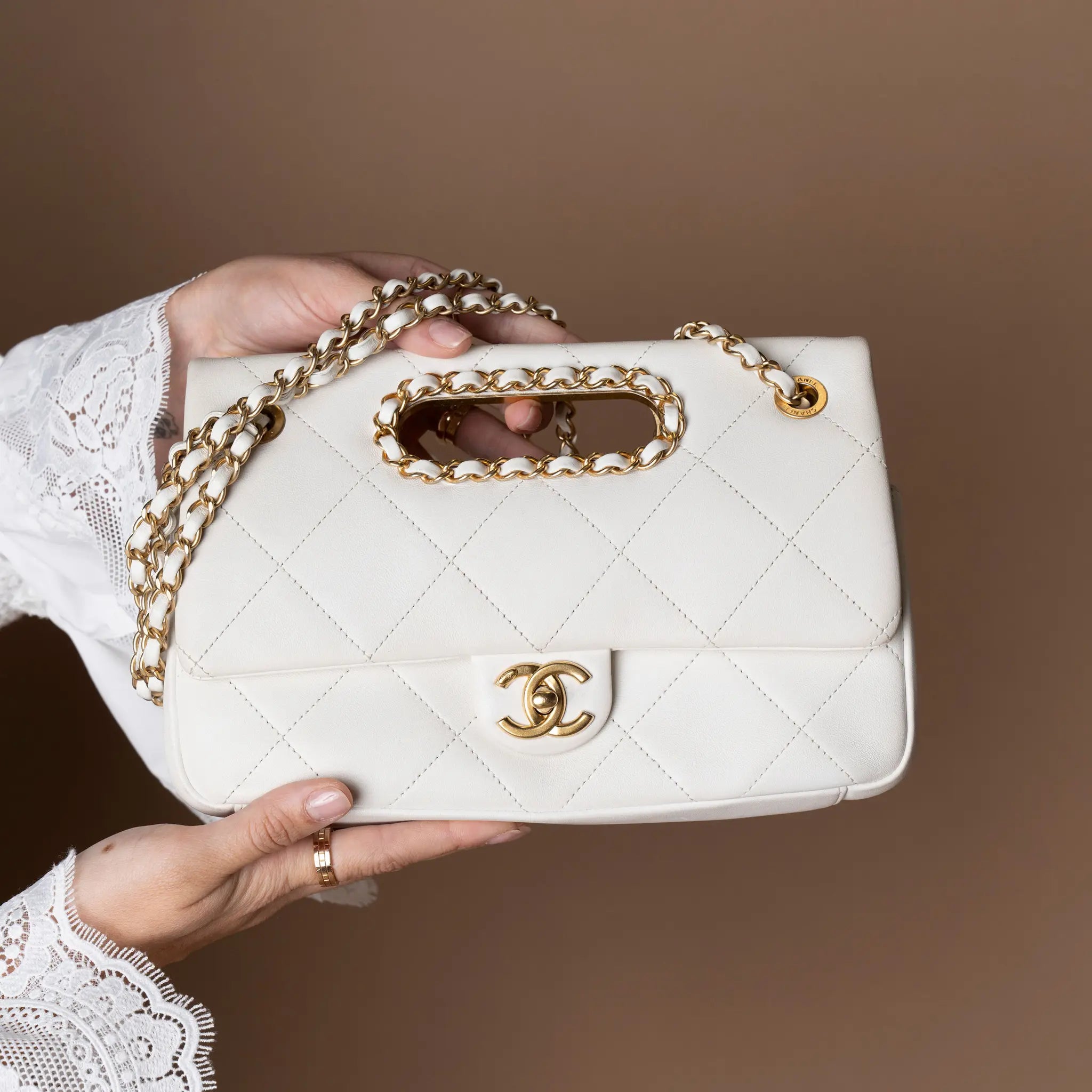 Chanel Medium Quilted Lambskin A Real Catch Flap — Front View