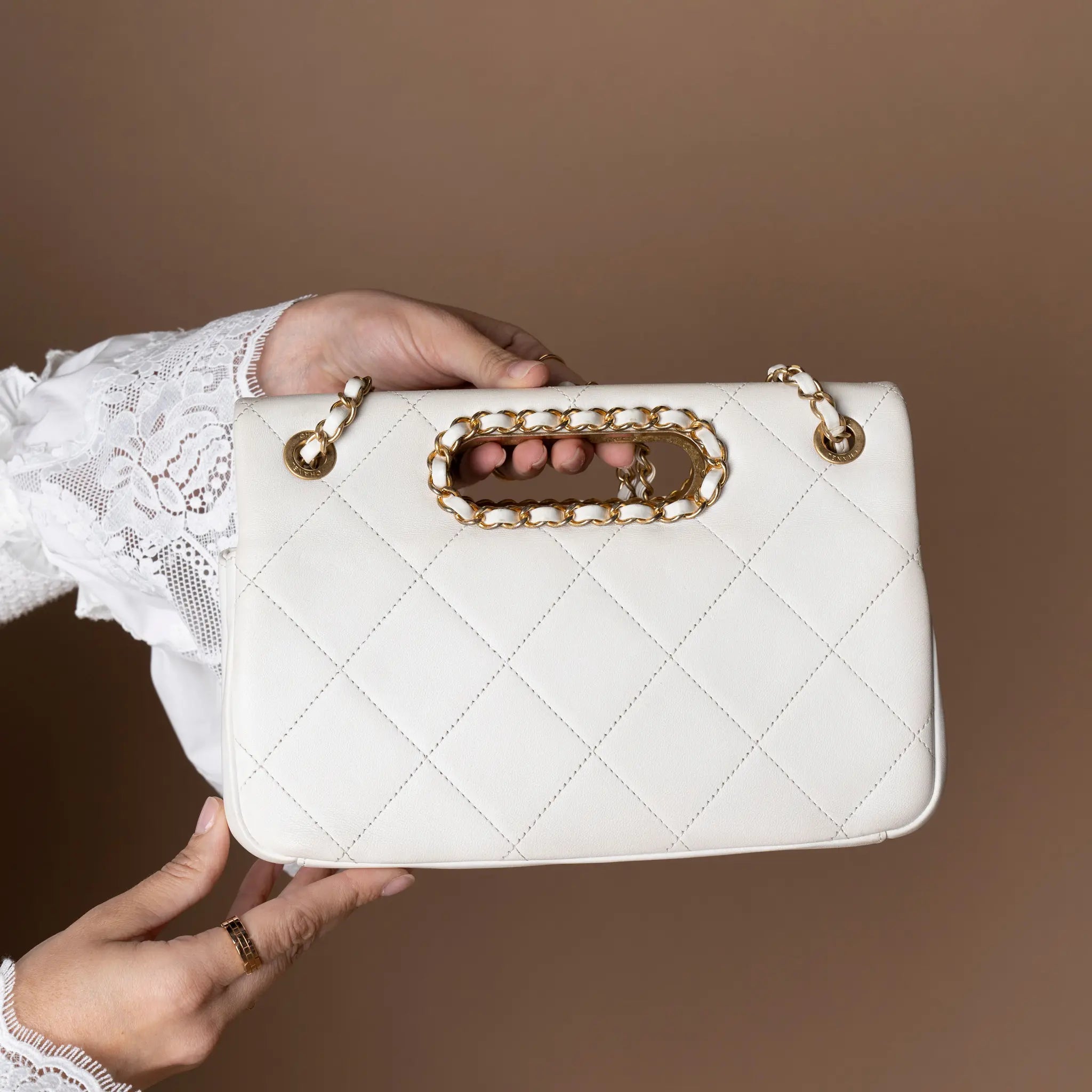 Chanel Medium Quilted Lambskin A Real Catch Flap — Back View