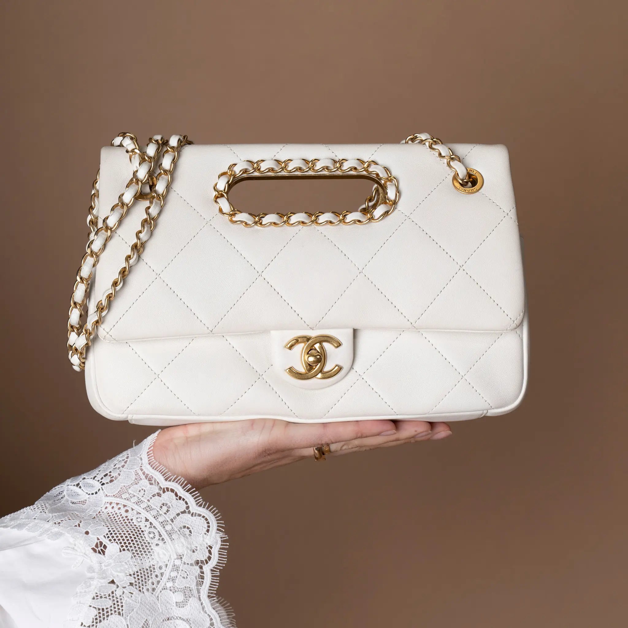 Chanel Medium Quilted Lambskin A Real Catch Flap — Detail View