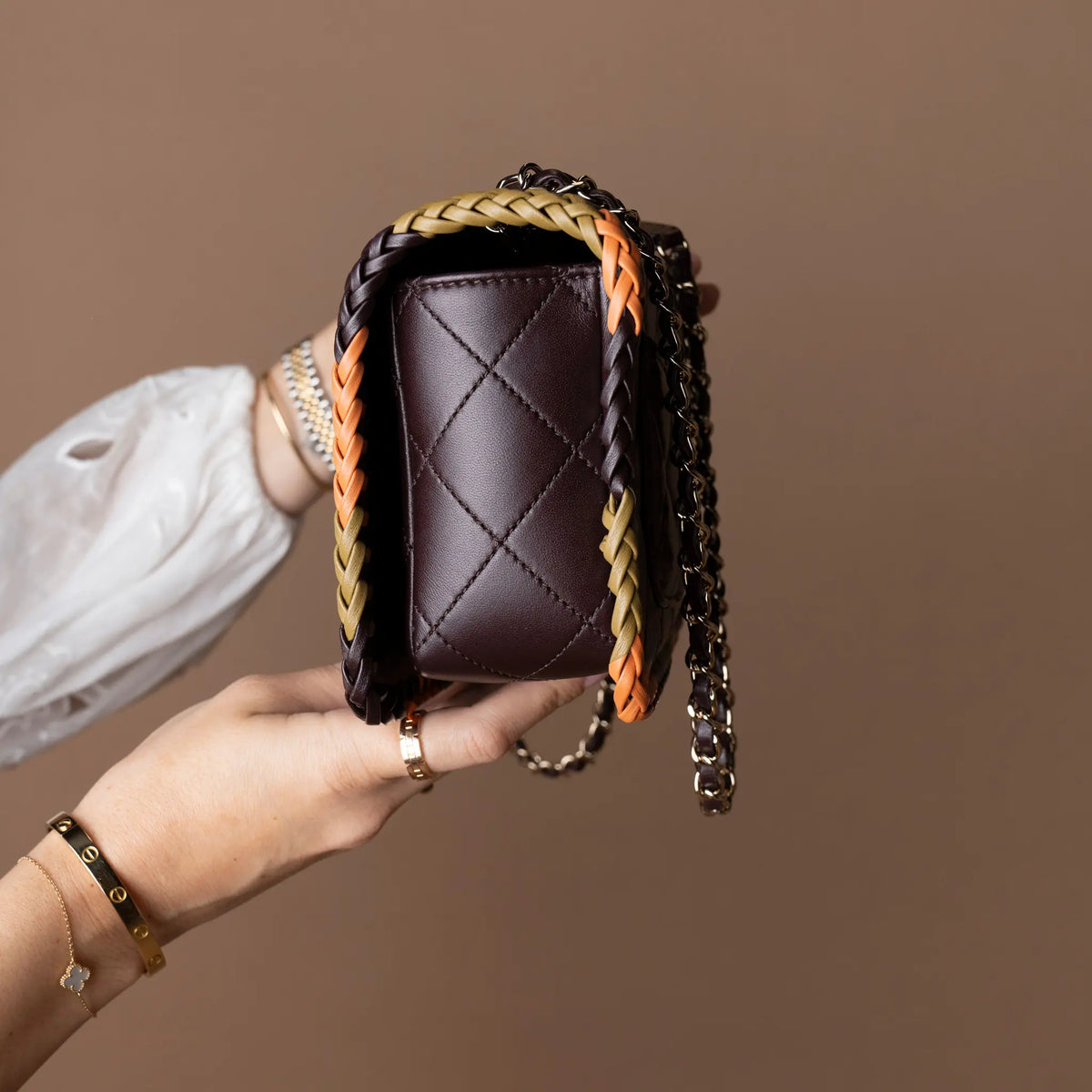 Chanel Medium Quilted Lambskin Whipstitch Flap Bag — Side Profile