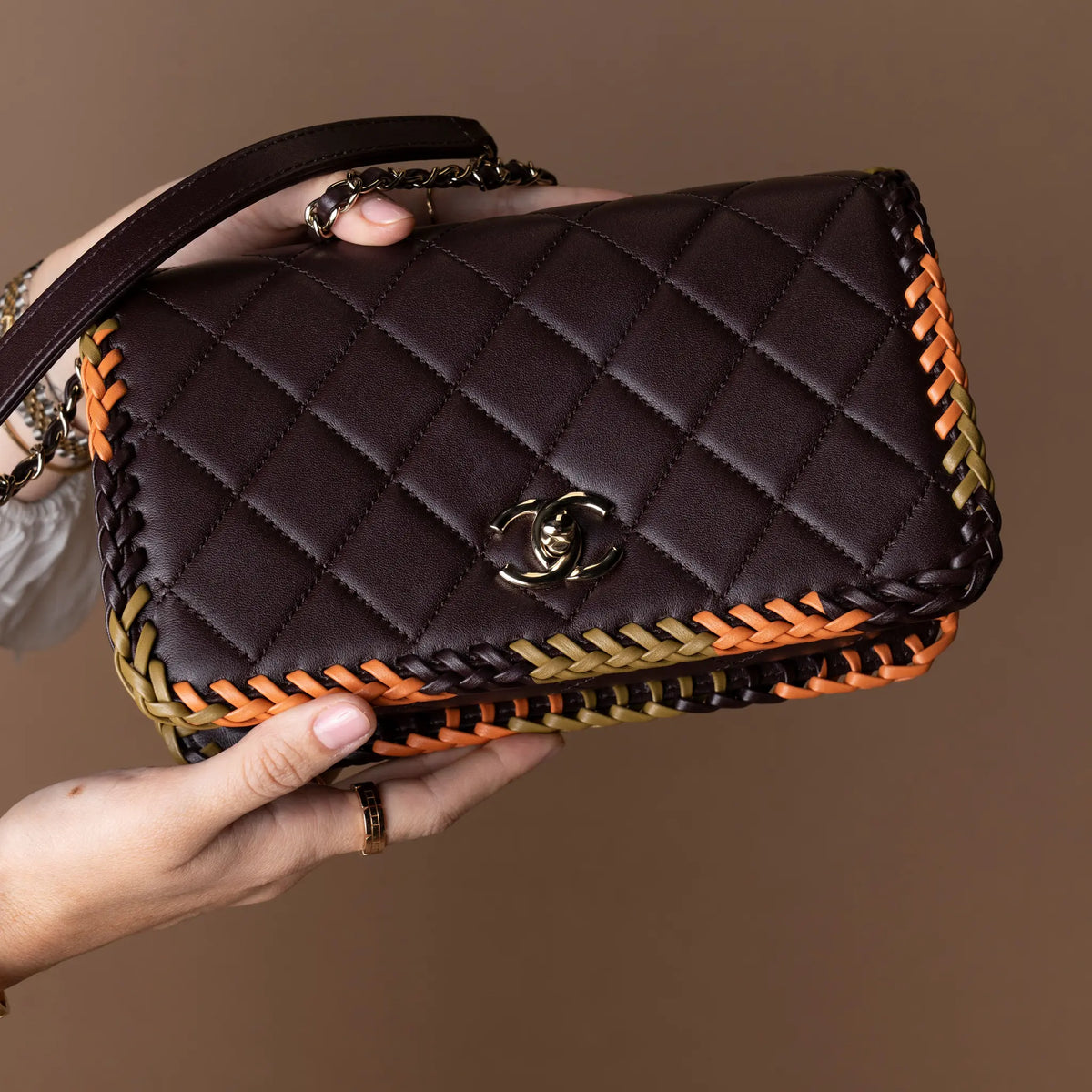 Chanel Medium Quilted Lambskin Whipstitch Flap Bag — Interior Detail