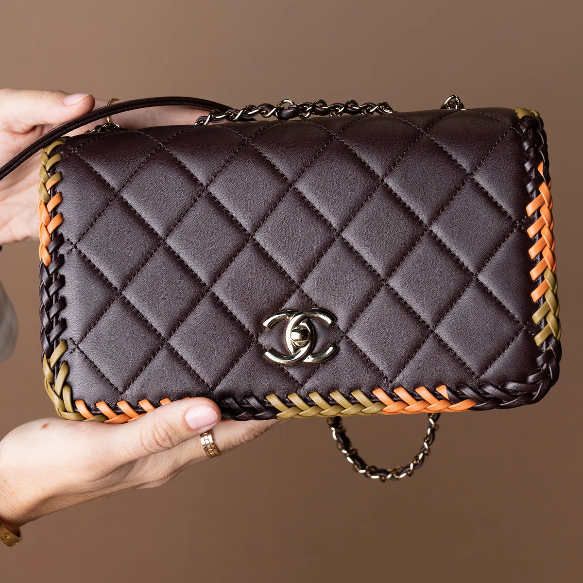 Chanel Medium Quilted Lambskin Whipstitch Flap Bag — Detail View