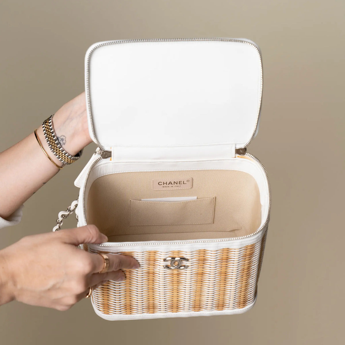 Chanel Medium Rattan Take Away Vanity Case — Back View