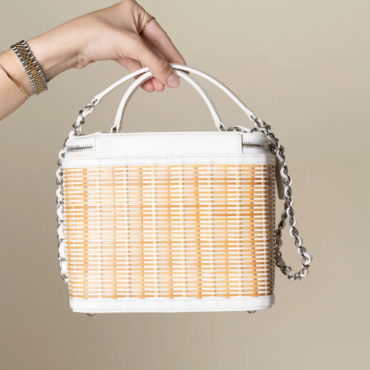 Chanel Medium Rattan Take Away Vanity Case — Side Profile