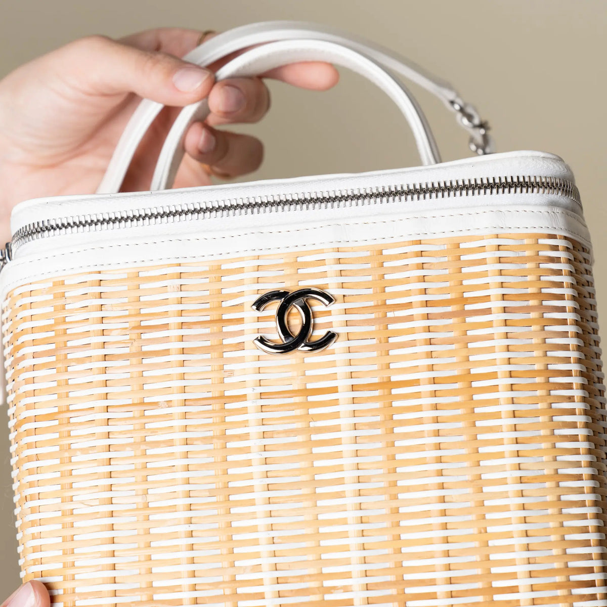 Chanel Medium Rattan Take Away Vanity Case — Interior Detail