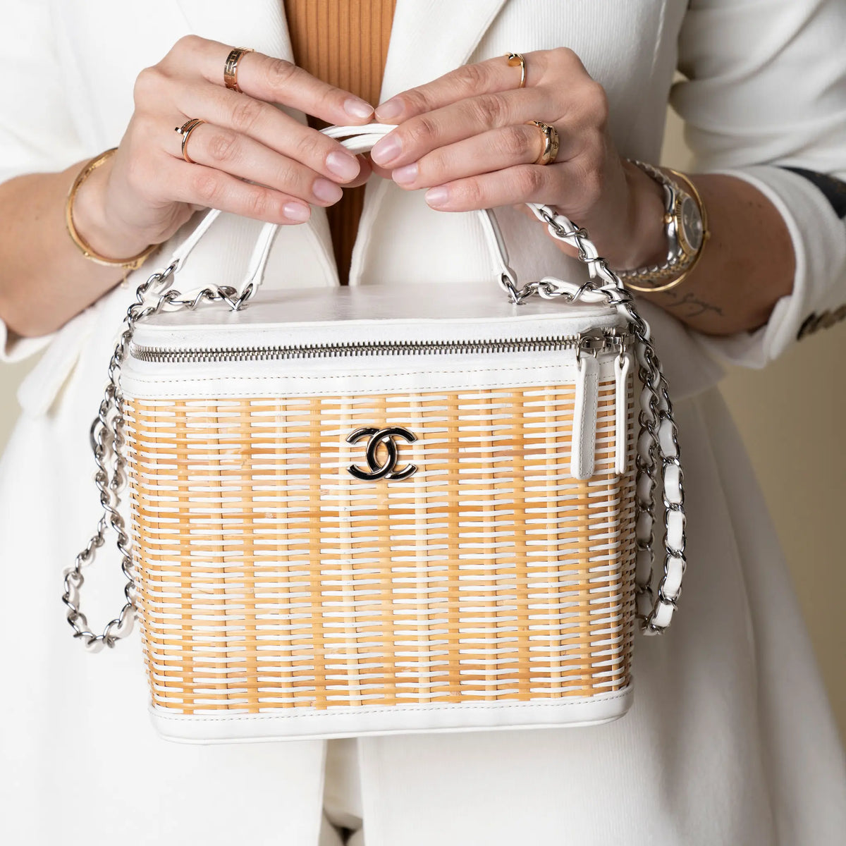 Chanel Medium Rattan Take Away Vanity Case — Close-up Detail